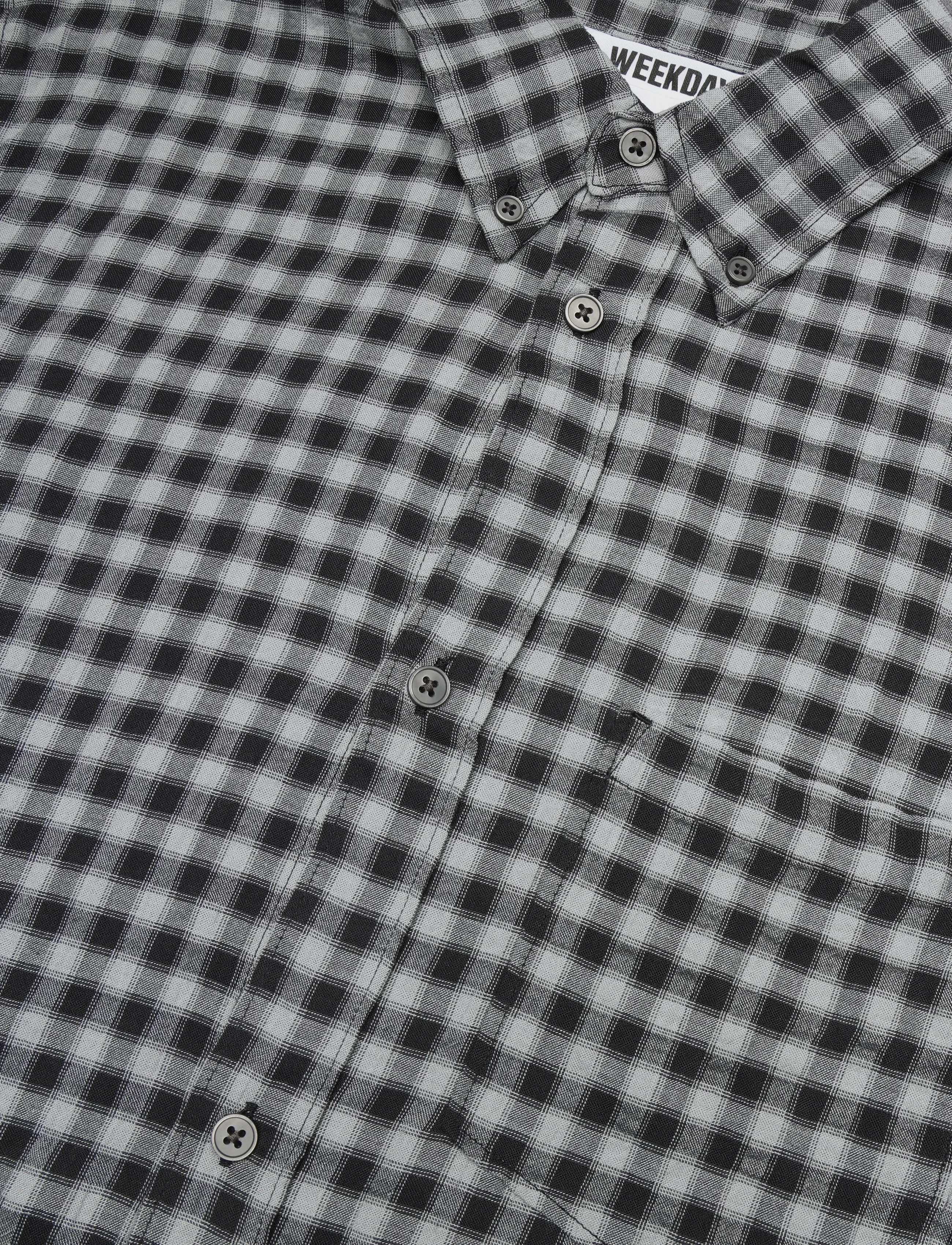 Weekday - Checked Long Sleeved Shirt - ternede skjorter - black/grey check - 2