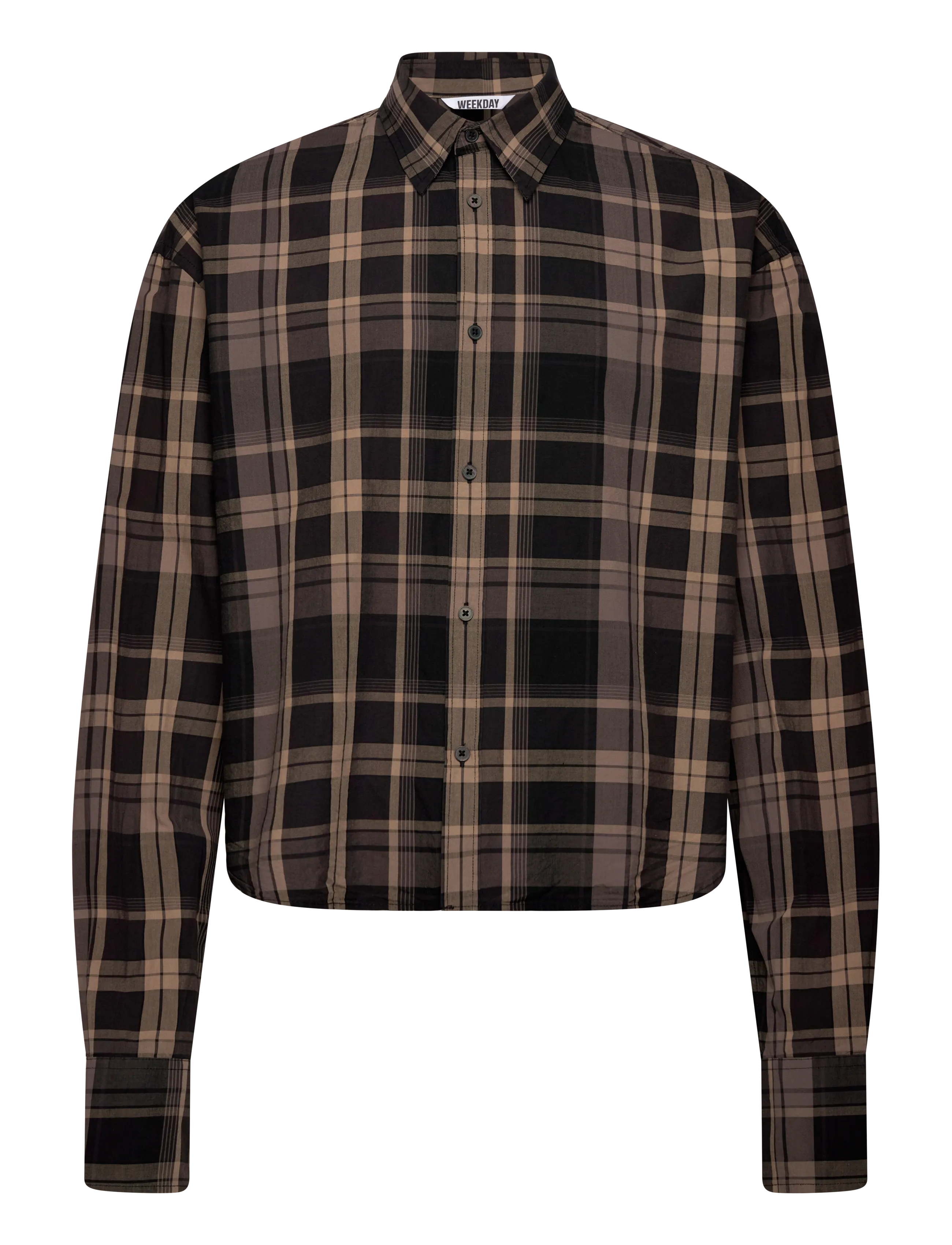 Weekday Adam Long Sleeve Shirt - Vabaajasärgid - BLACK CHECK / black