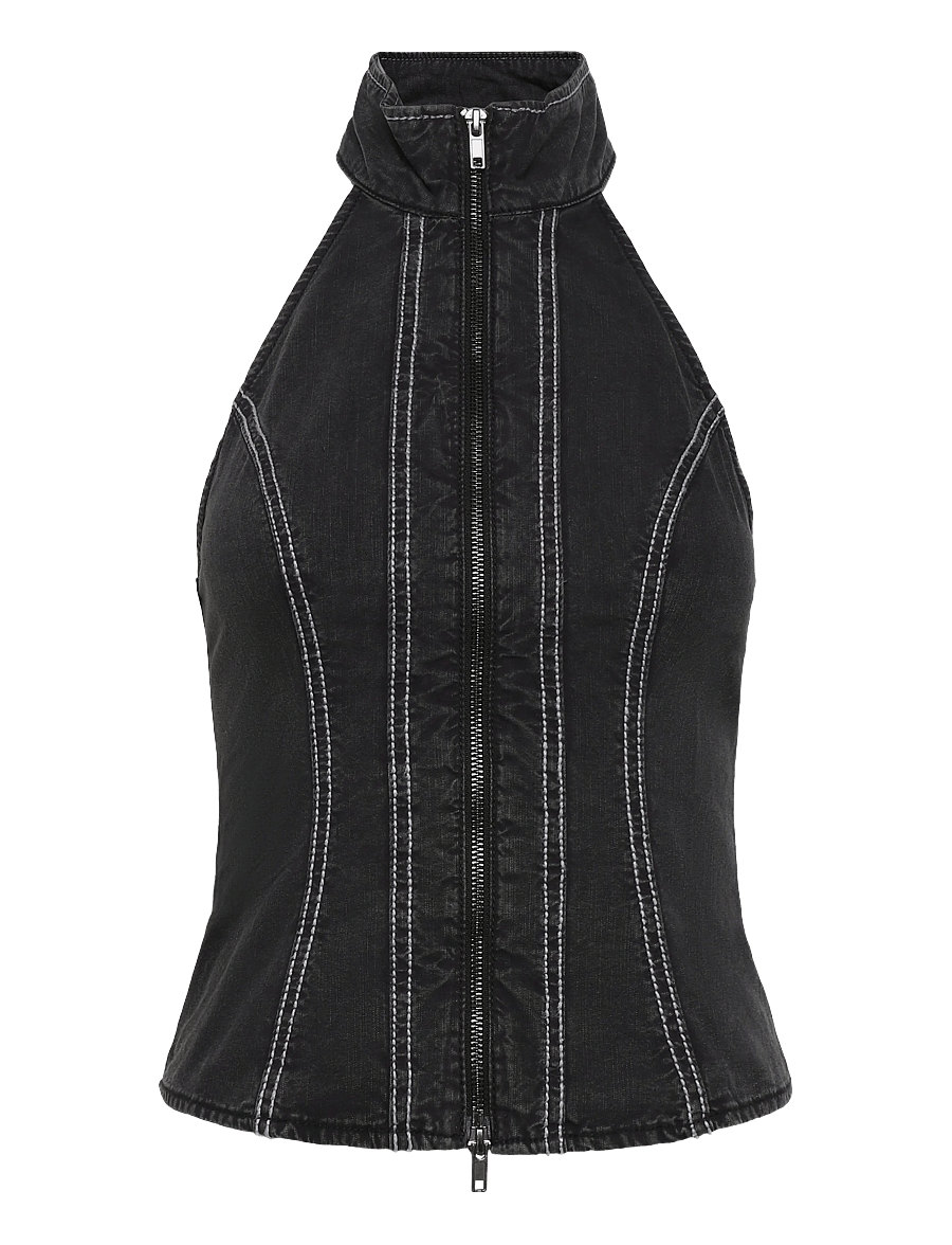Weekday - Halterneck zip top - crop tops - black washed - 0