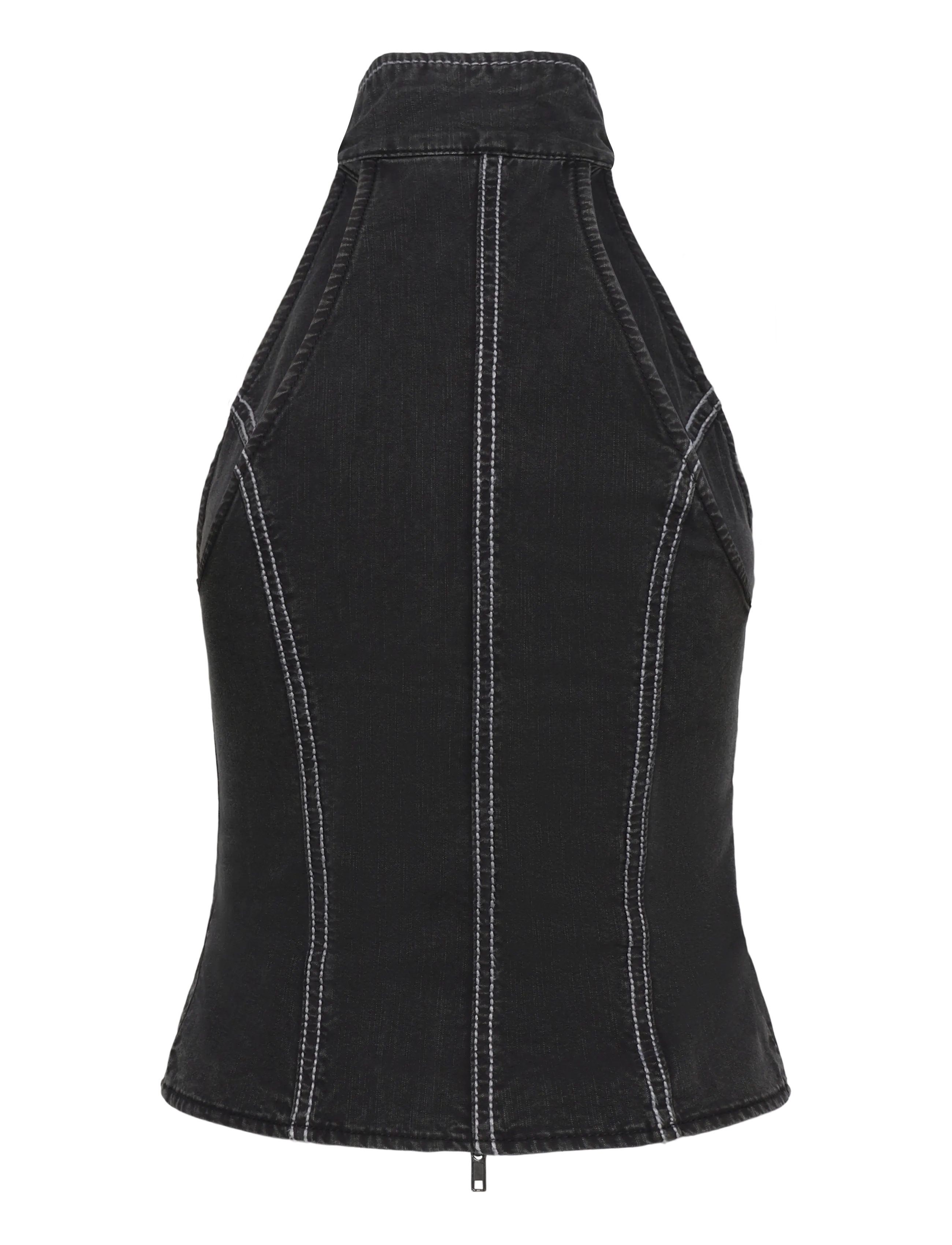 Weekday - Halterneck zip top - lühikesed topid - black washed - 1