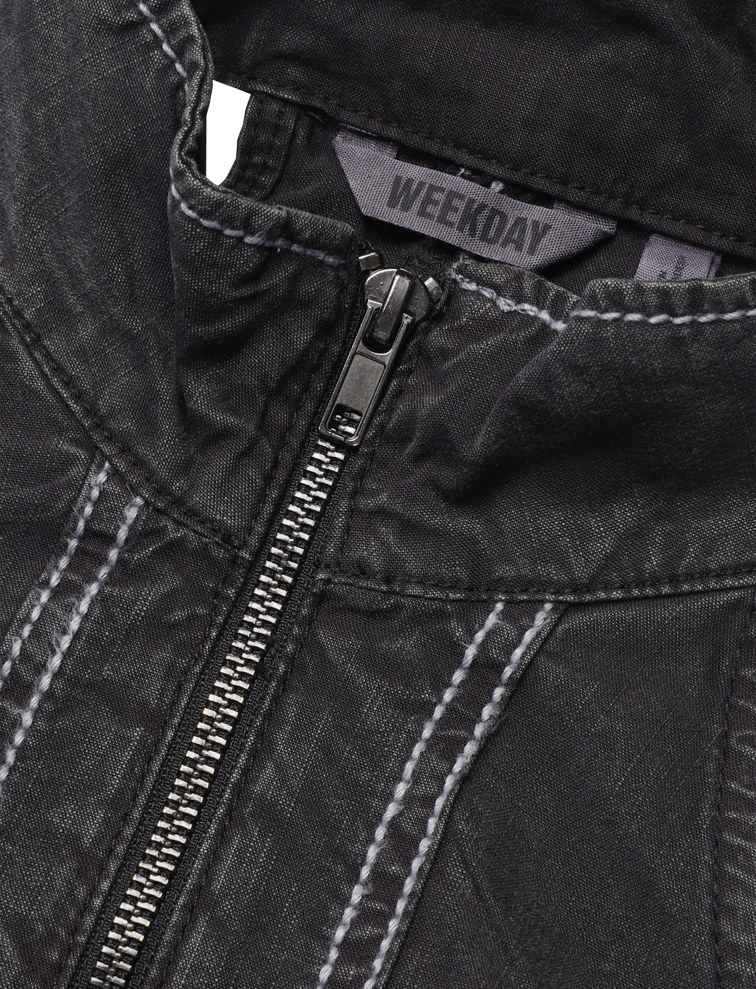 Weekday - Halterneck zip top - lühikesed topid - black washed - 2