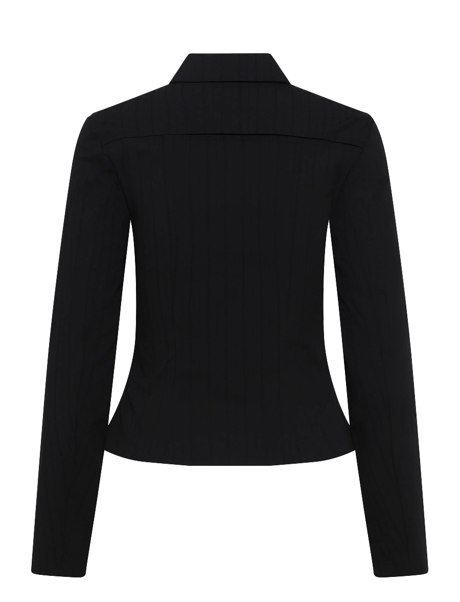 Weekday - Slim fit A-line Longsleeve - long sleeved blouses - black stripe - 1