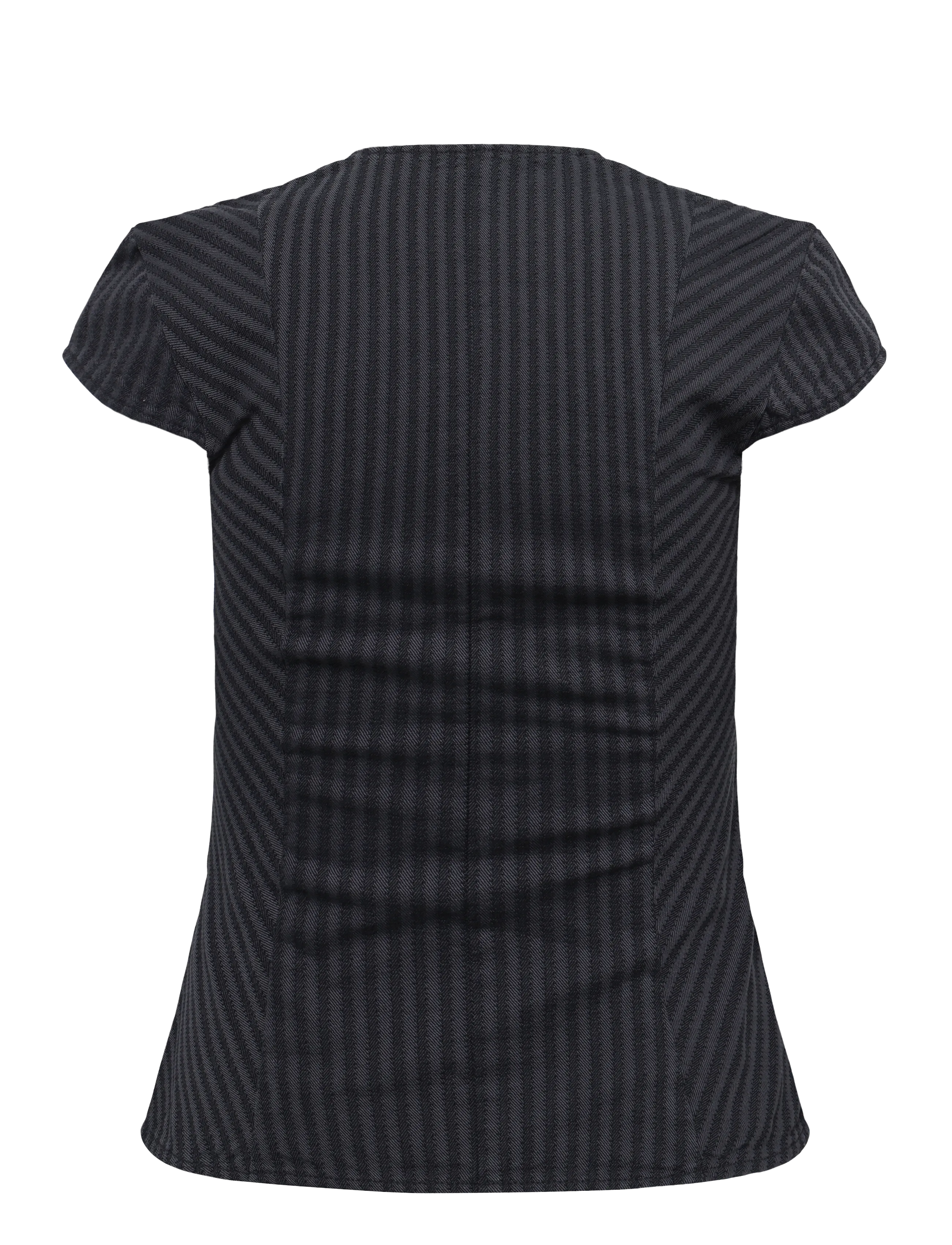 Weekday - Short-sleeved squareneck cotton top - kortärmade blusar - black stripe - 1