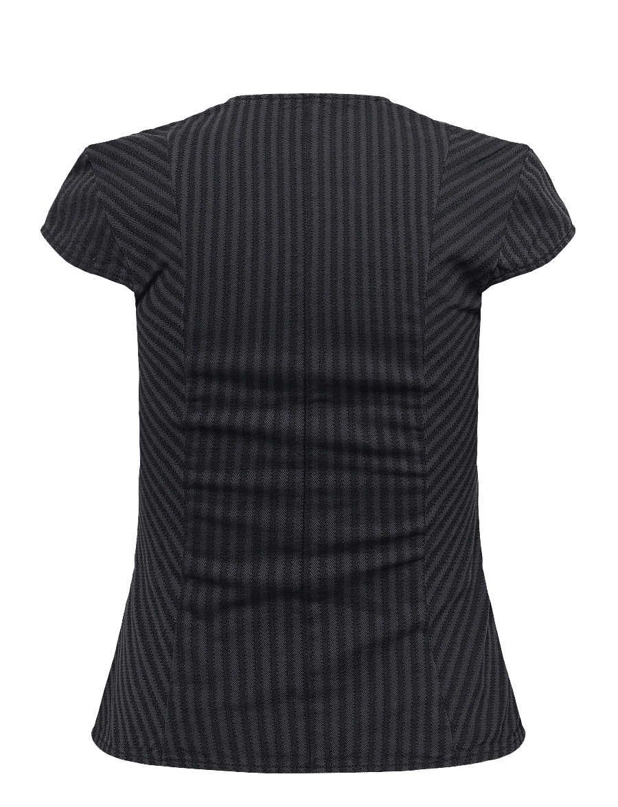 Weekday - Short-sleeved squareneck cotton top - short-sleeved blouses - black stripe - 1