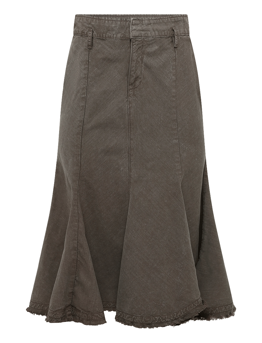 Weekday - Frayed cotton midi skirt - midi-röcke - dark grey - 1