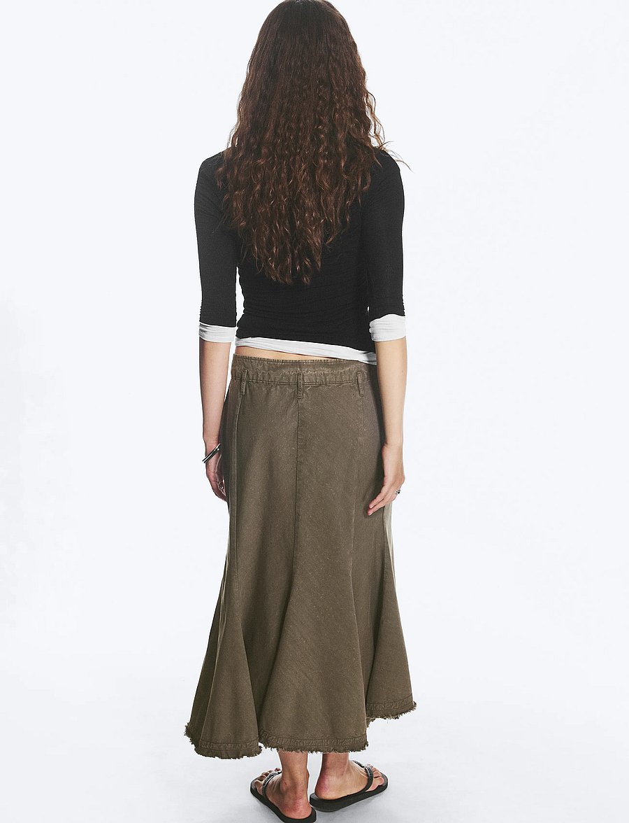 Weekday - Frayed cotton midi skirt - midi-röcke - dark grey - 3