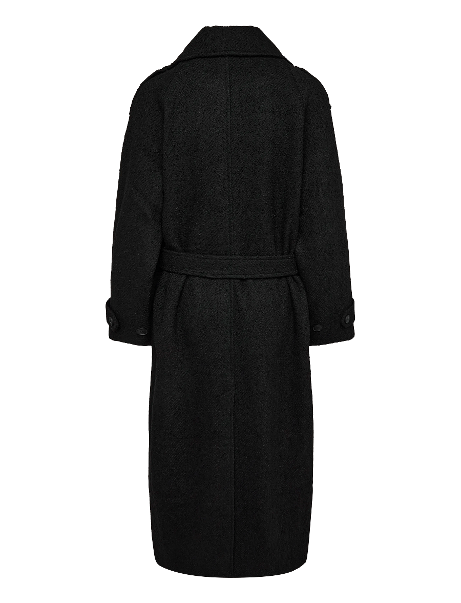 Weekday - Sansa Belted Woolblend Coat - talvejoped - black - 1