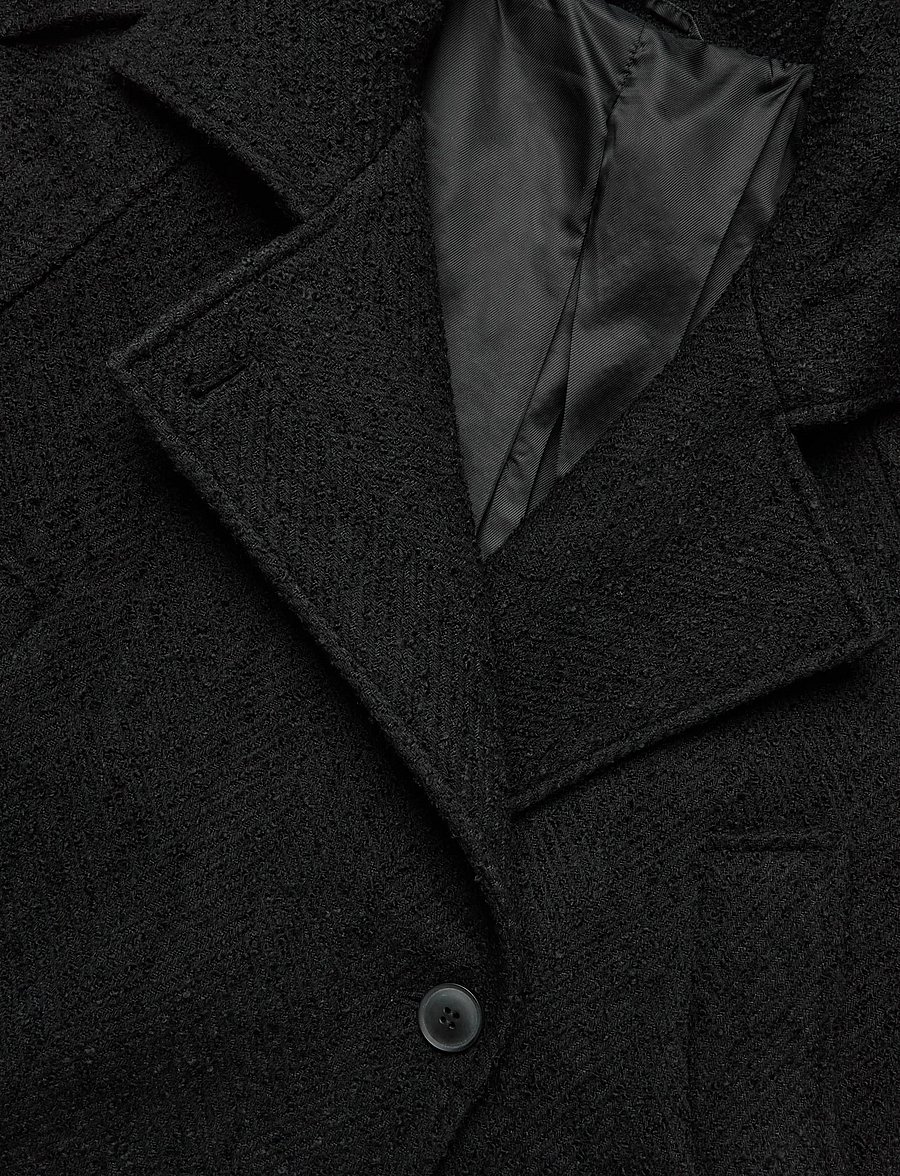 Weekday - Sansa Belted Woolblend Coat - talvejoped - black - 2