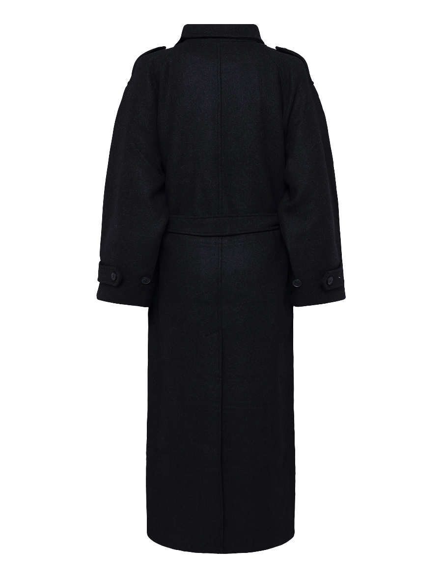 Weekday - Sansa Belted Woolblend Coat - winterjacken - dark grey melange - 1