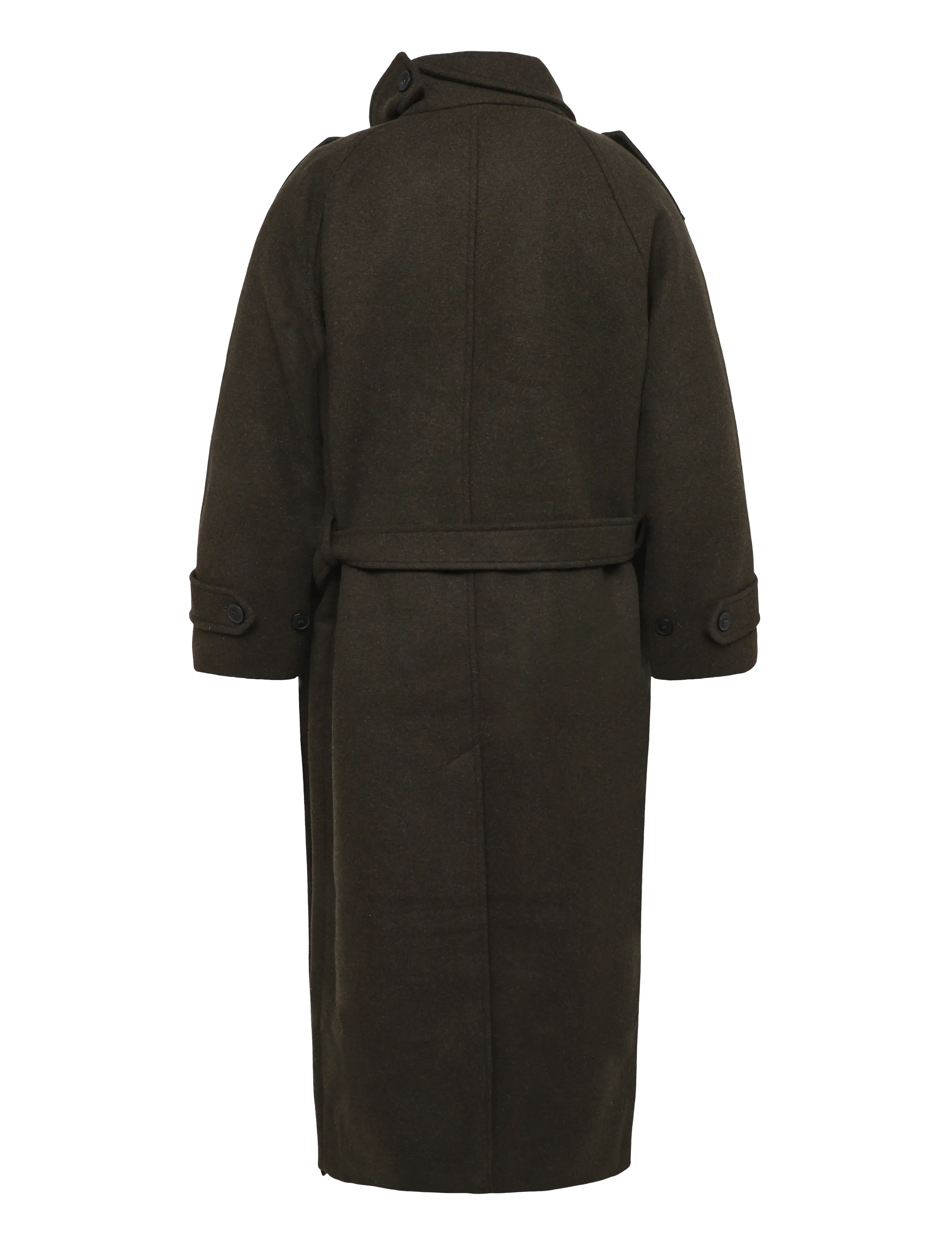 Weekday - Sansa Belted Woolblend Coat - winterjacken - dark khaki green - 1