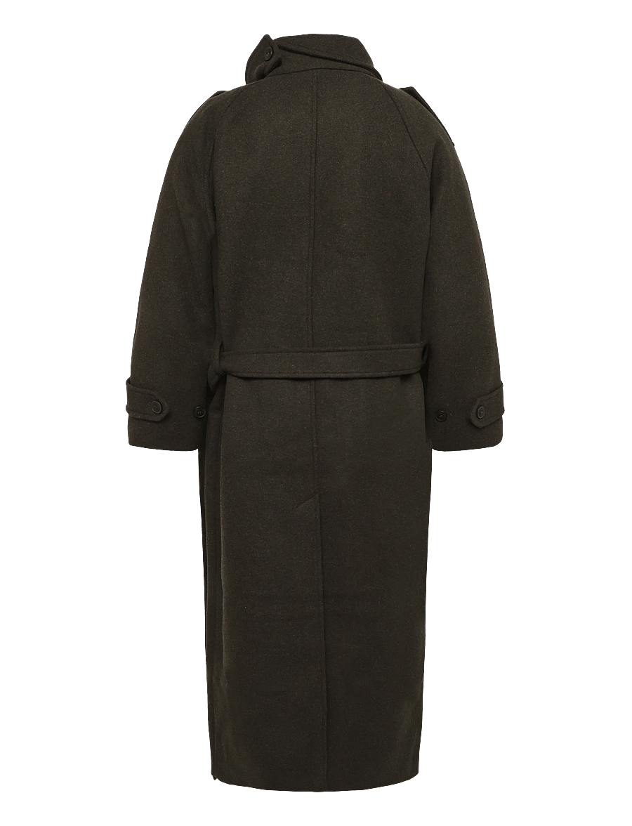 Weekday - Sansa Belted Woolblend Coat - winterjacken - dark khaki green - 1