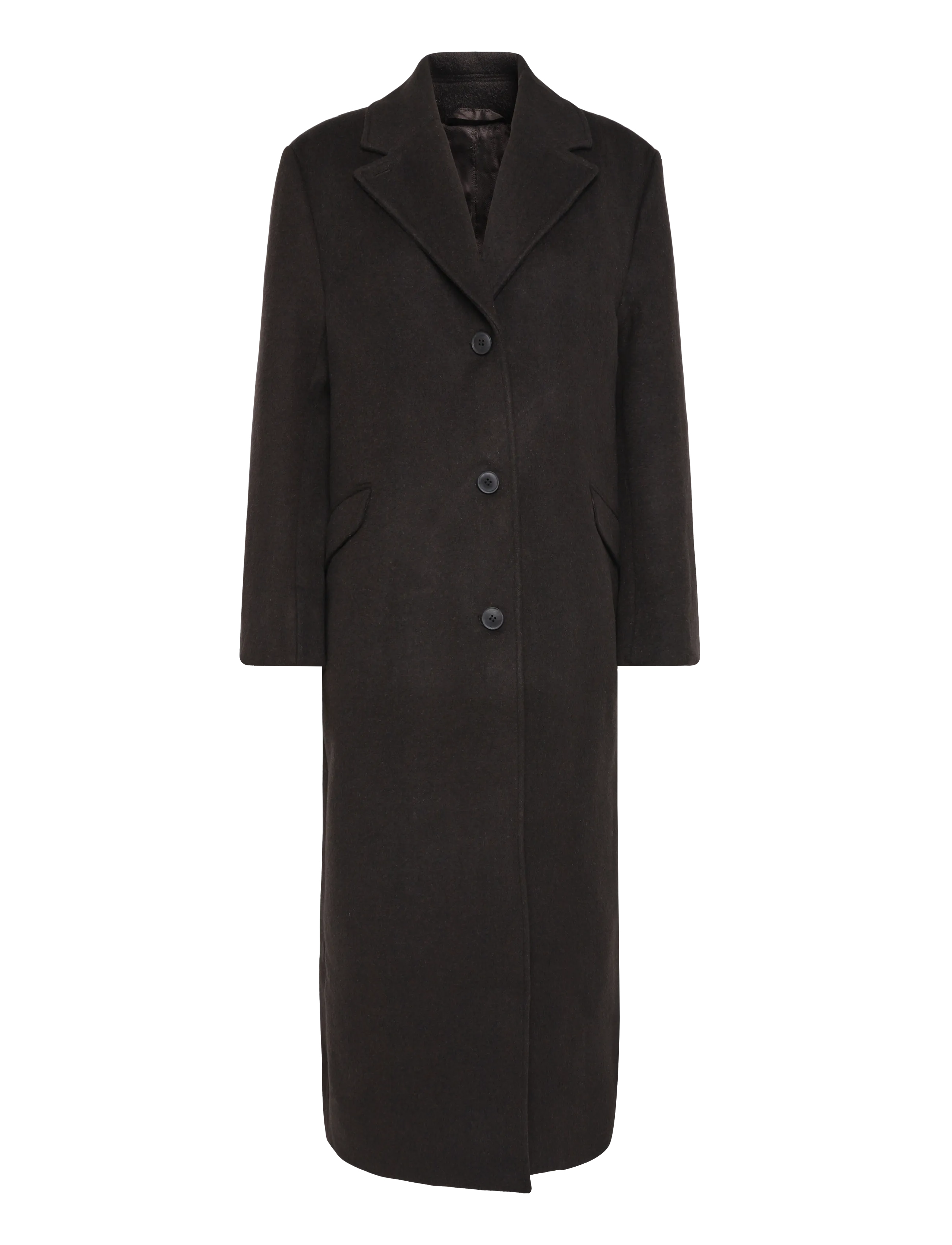 Weekday Kite Woolblend Coat - Jackets & Coats - DARK BROWN MELANGE / brown