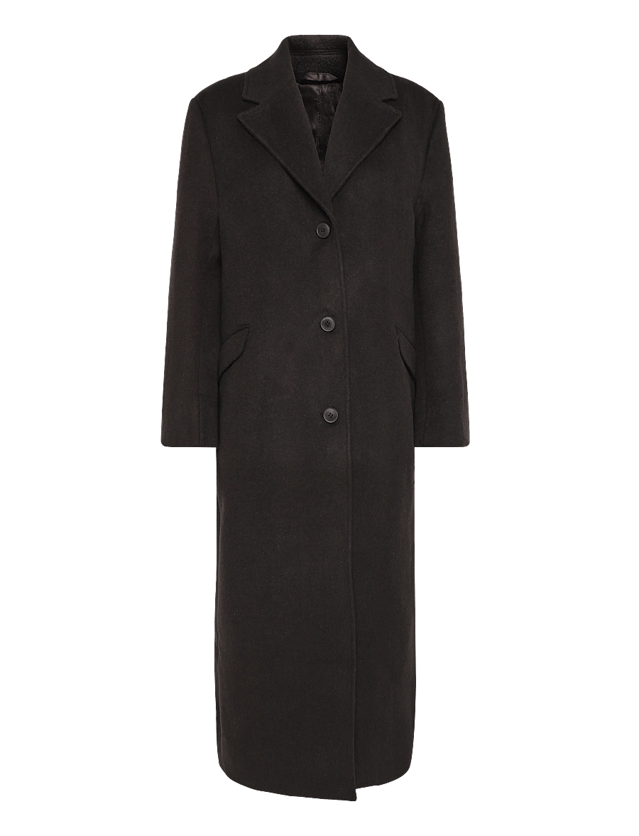Weekday - Kite Woolblend Coat - talvejoped - dark brown melange - 0
