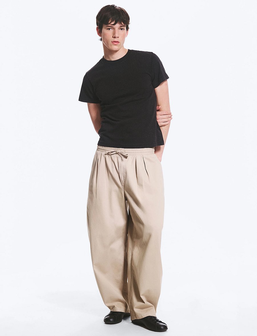 Weekday - Barrel Pull-on Trousers - casual trousers - beige - 0
