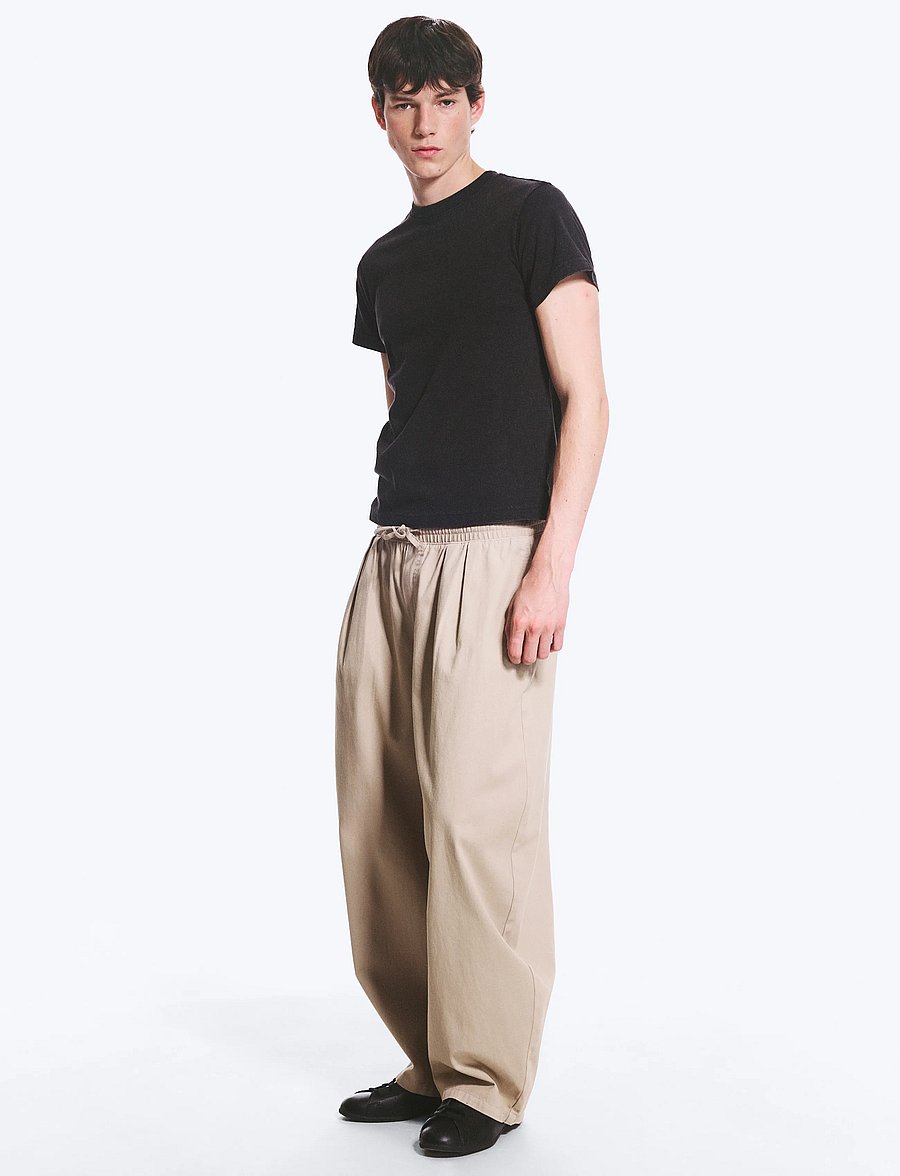 Weekday - Barrel Pull-on Trousers - casual trousers - beige - 3