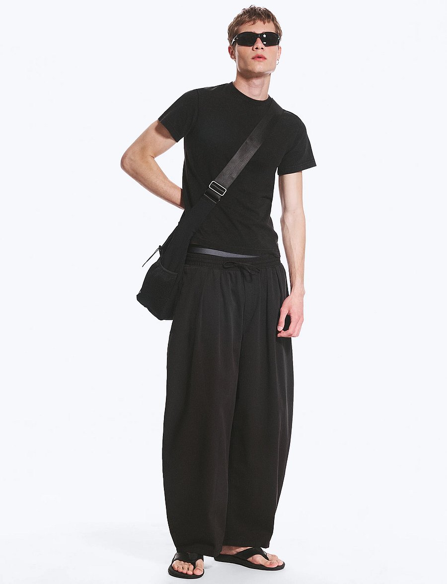 Weekday - Barrel Pull-on Trousers - casual trousers - black - 0