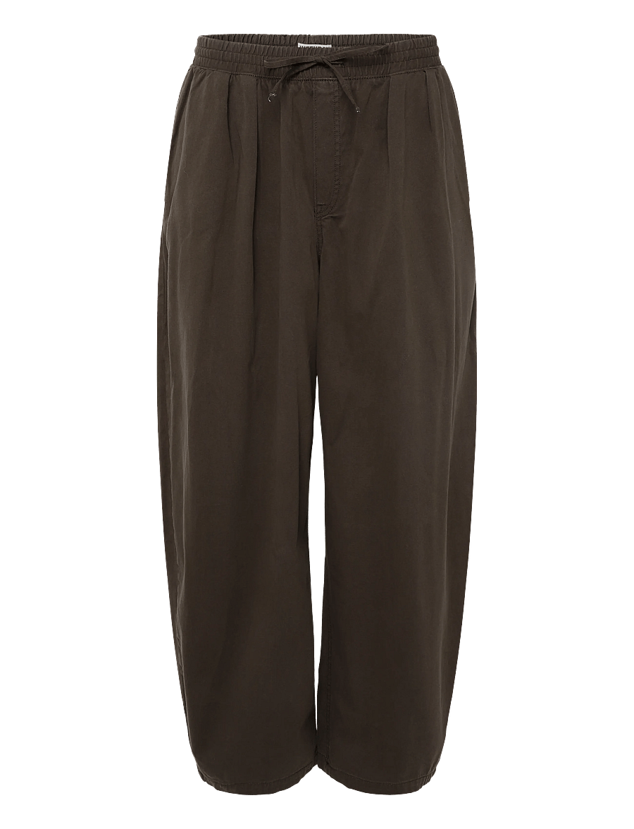 Weekday - Barrel Pull-on Trousers - casual byxor - dark brown - 0