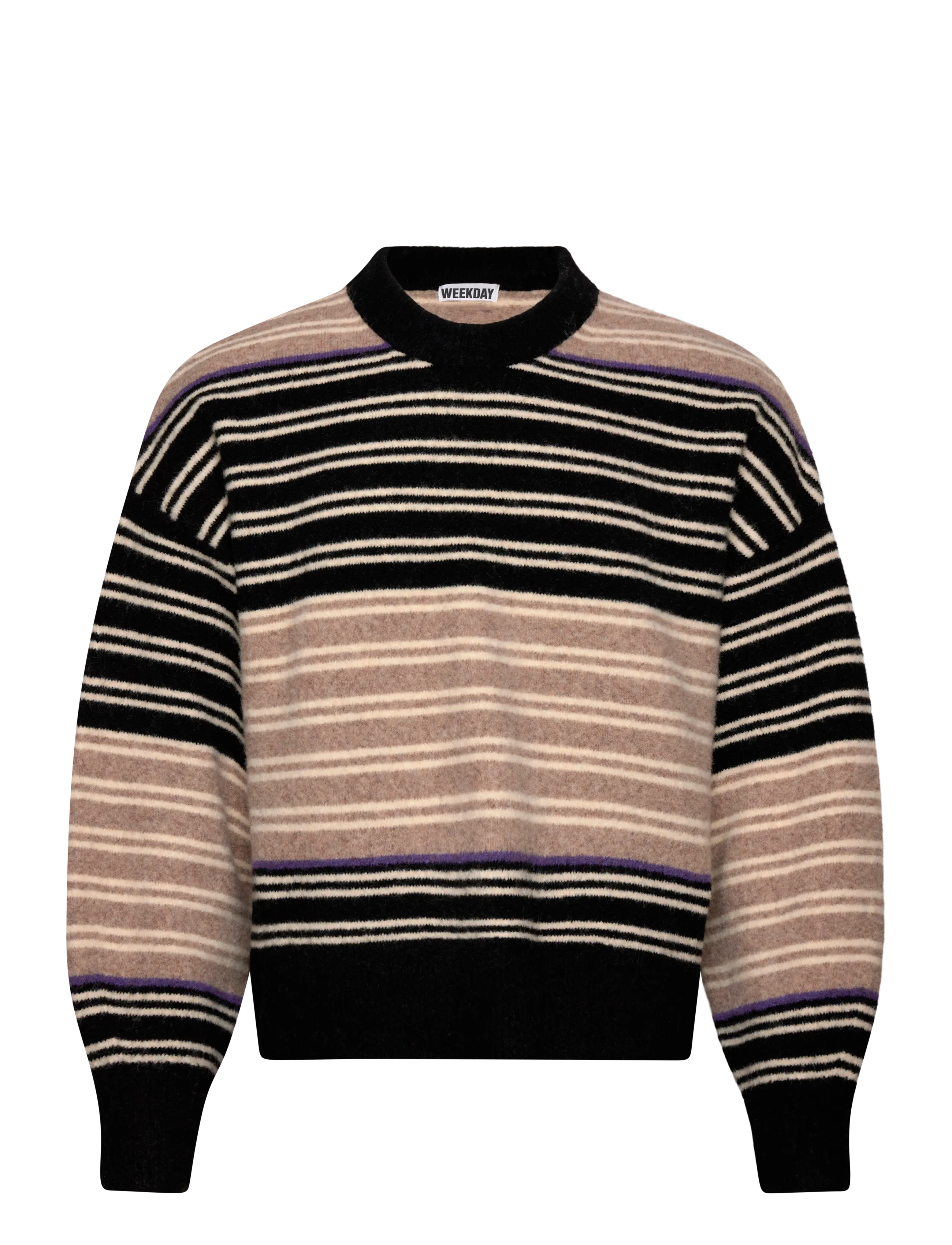 Weekday Relaxed woolblend jumper - Rollkragenpullover - BLACK STRIPE / black