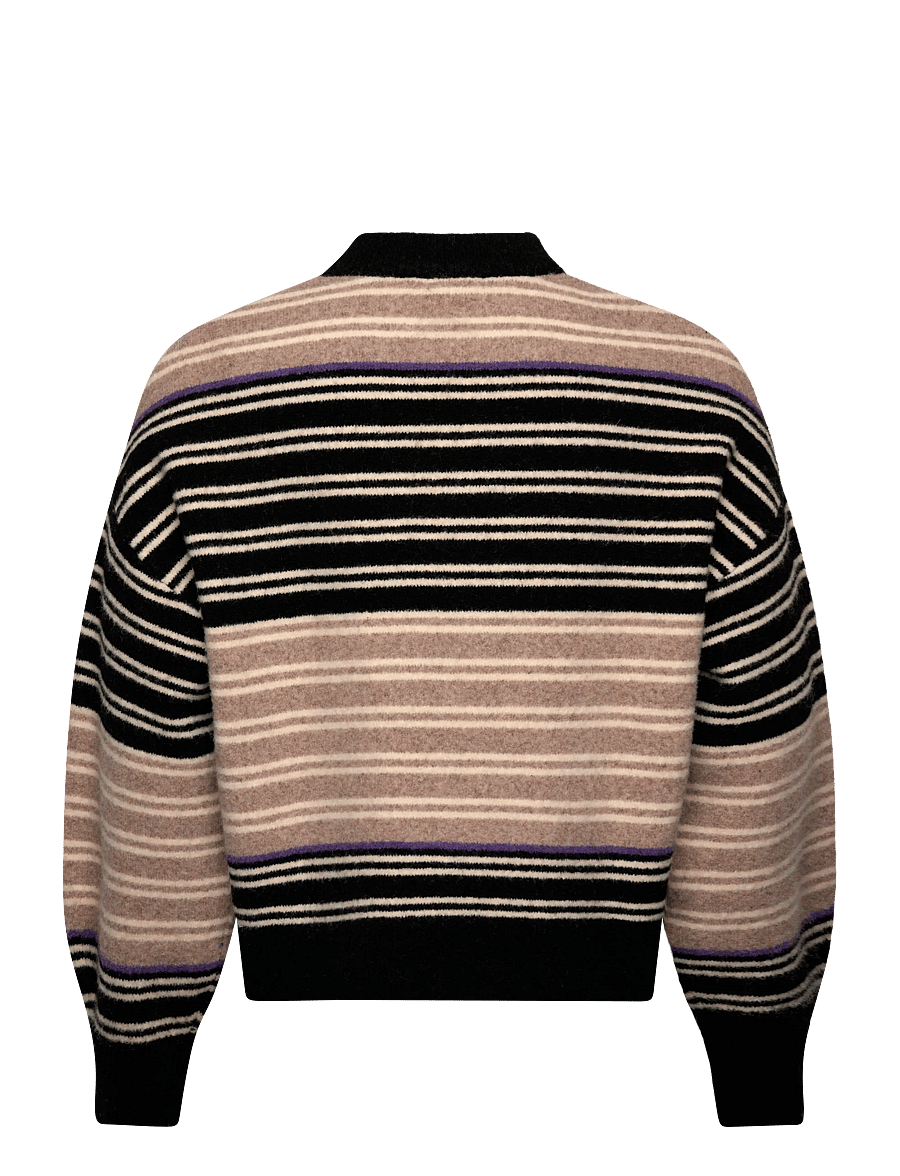 Weekday - Relaxed woolblend jumper - kõrge kaelusega - black stripe - 1