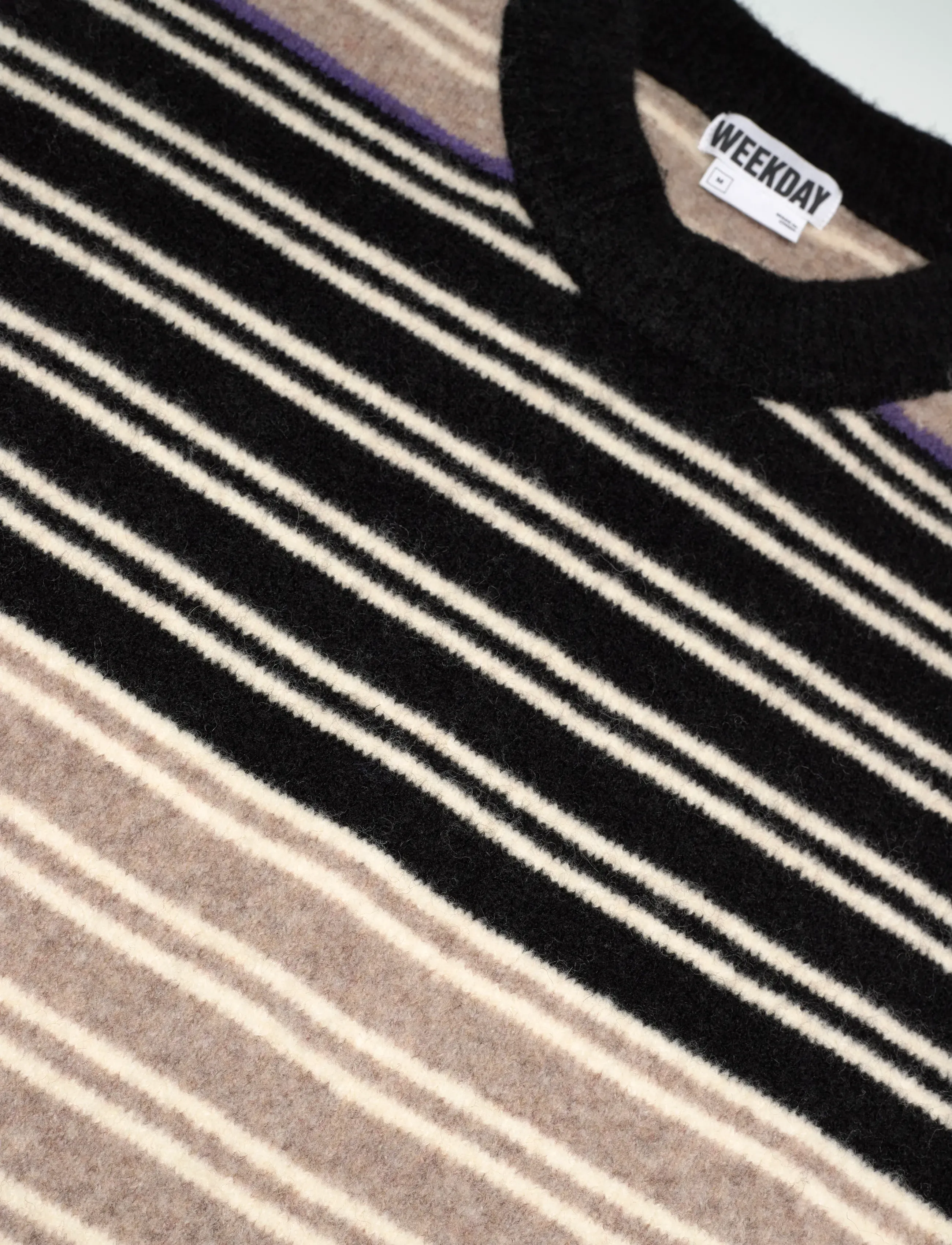 Weekday - Relaxed woolblend jumper - black stripe - 2