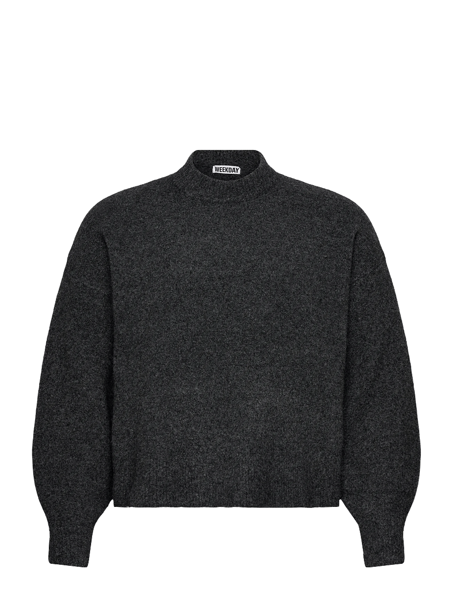 Weekday - Relaxed woolblend jumper - rollkragenpullover - dark grey melange - 0