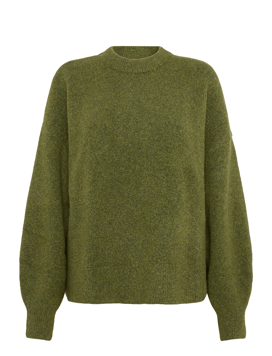 Weekday - Relaxed woolblend jumper - turtlenecks - khaki melange - 0