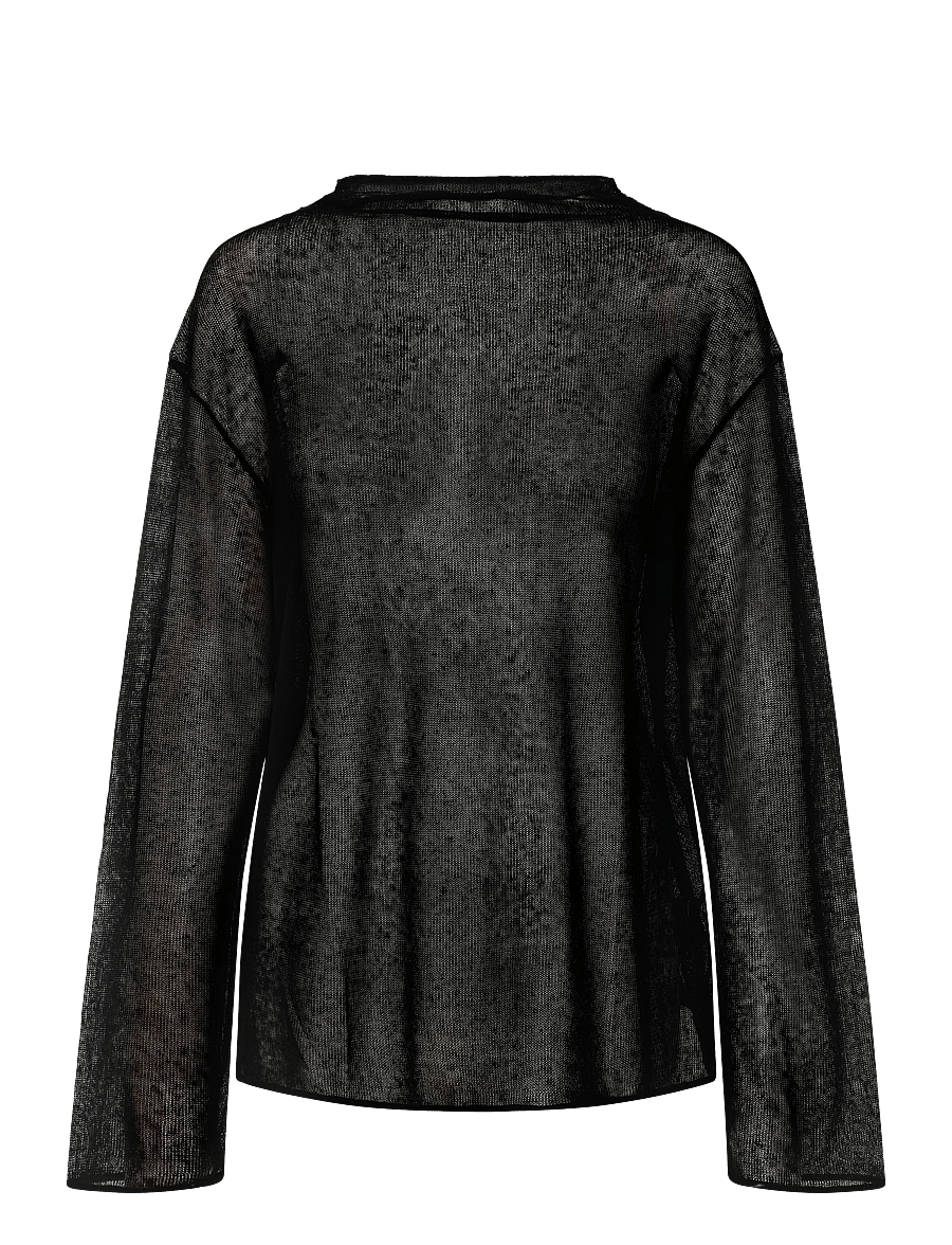Weekday - Linen Blend Jumper - striktrøjer - black - 0