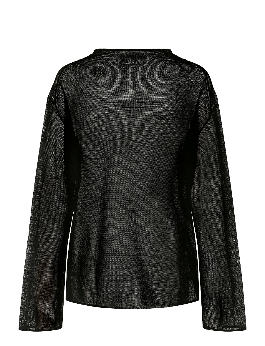 Weekday - Linen Blend Jumper - striktrøjer - black - 1