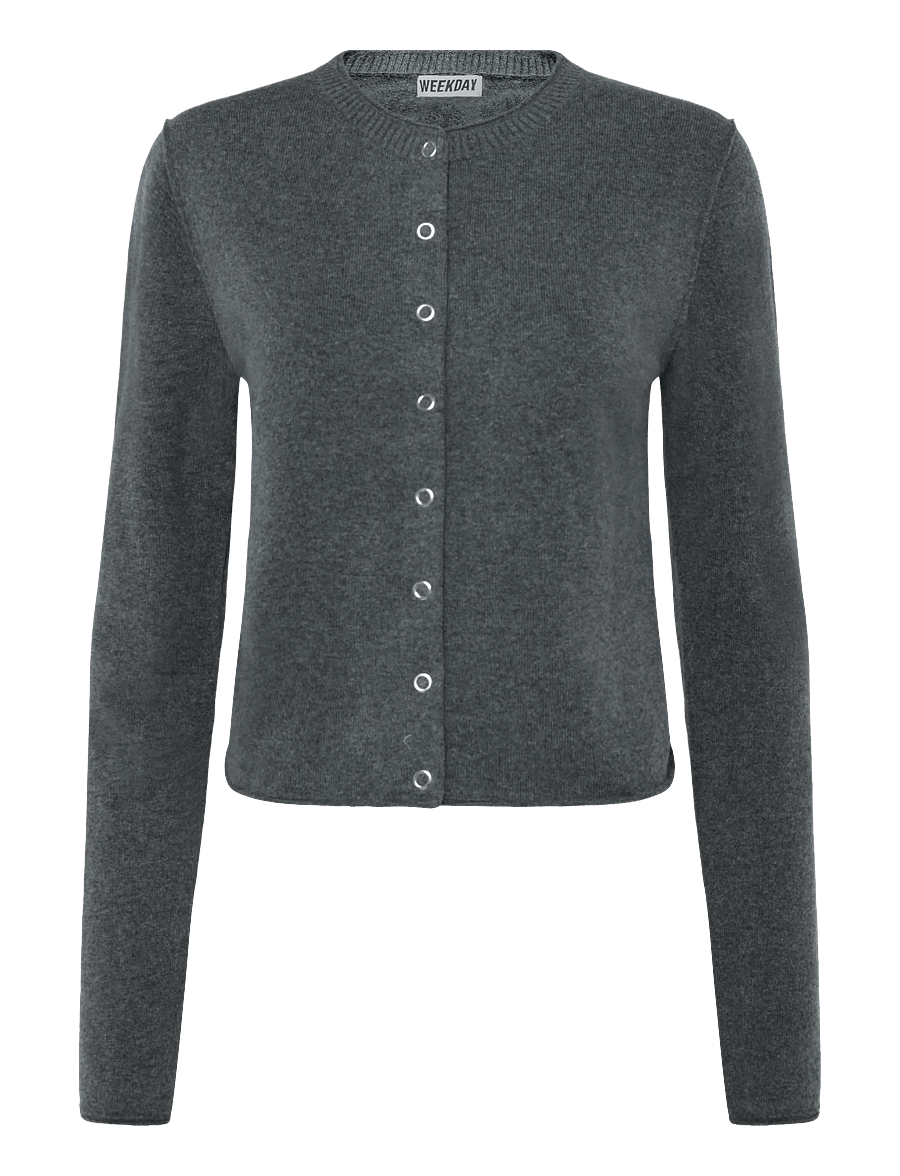 Weekday - Fitted Cardigan - strickjacken - grey melange - 0