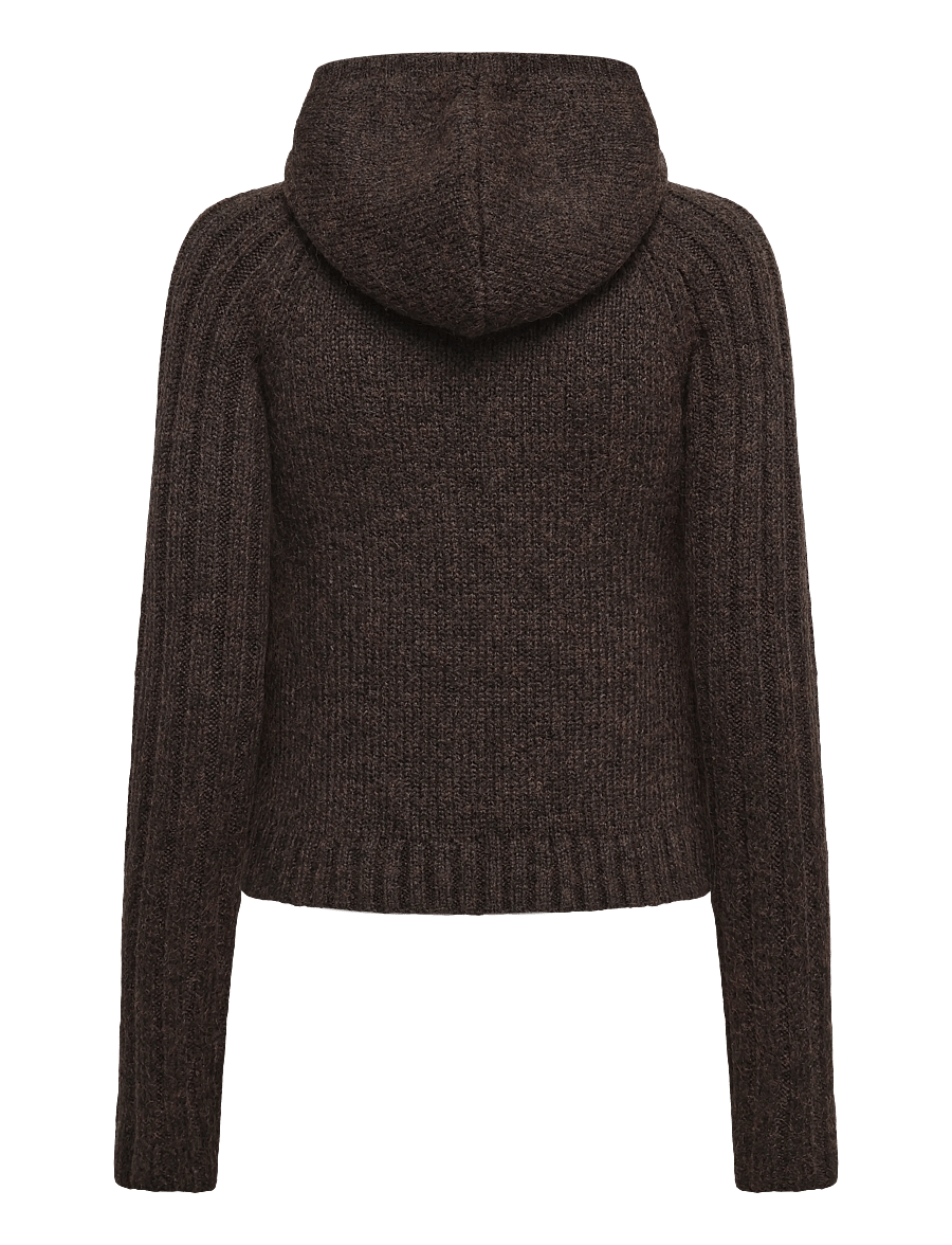 Weekday - Knitted zip hoodie - kapuzenpullover - dark brown - 1