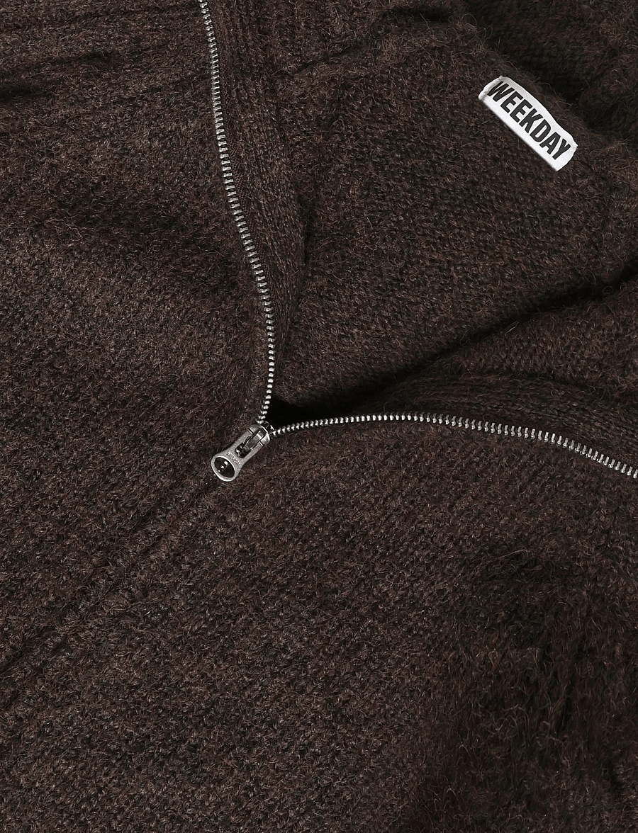 Weekday - Knitted zip hoodie - kapuzenpullover - dark brown - 2