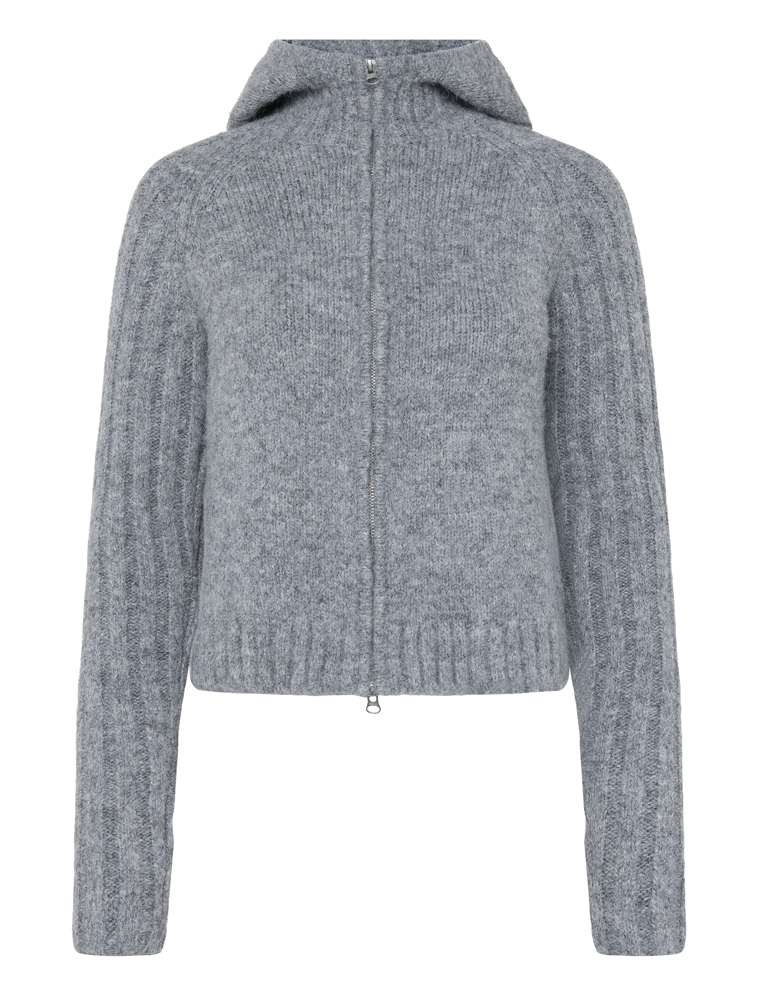 Weekday Knitted zip hoodie - Hoodies - GREY MELANGE / grey
