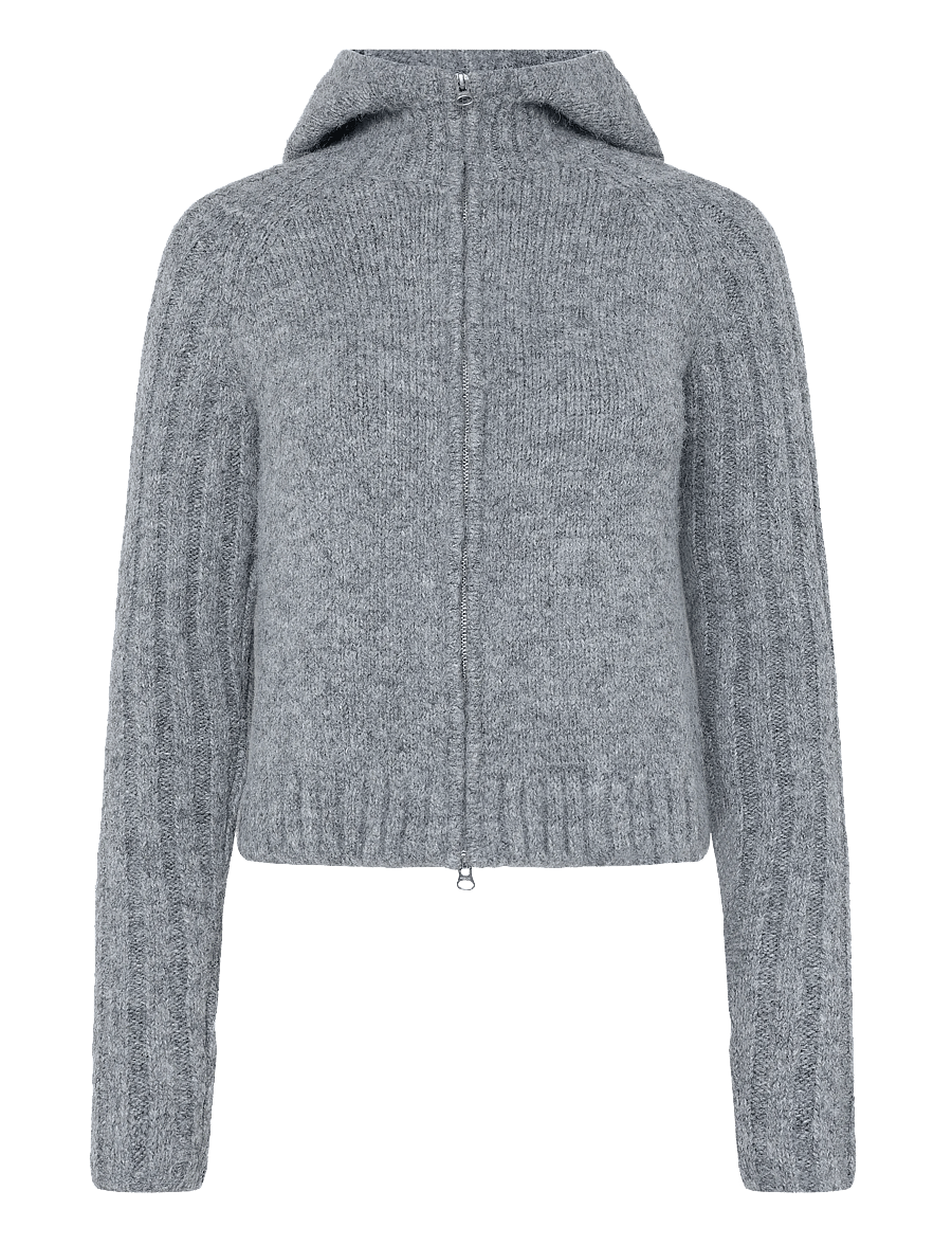 Weekday - Knitted zip hoodie - kapuutsiga pusad - grey melange - 0