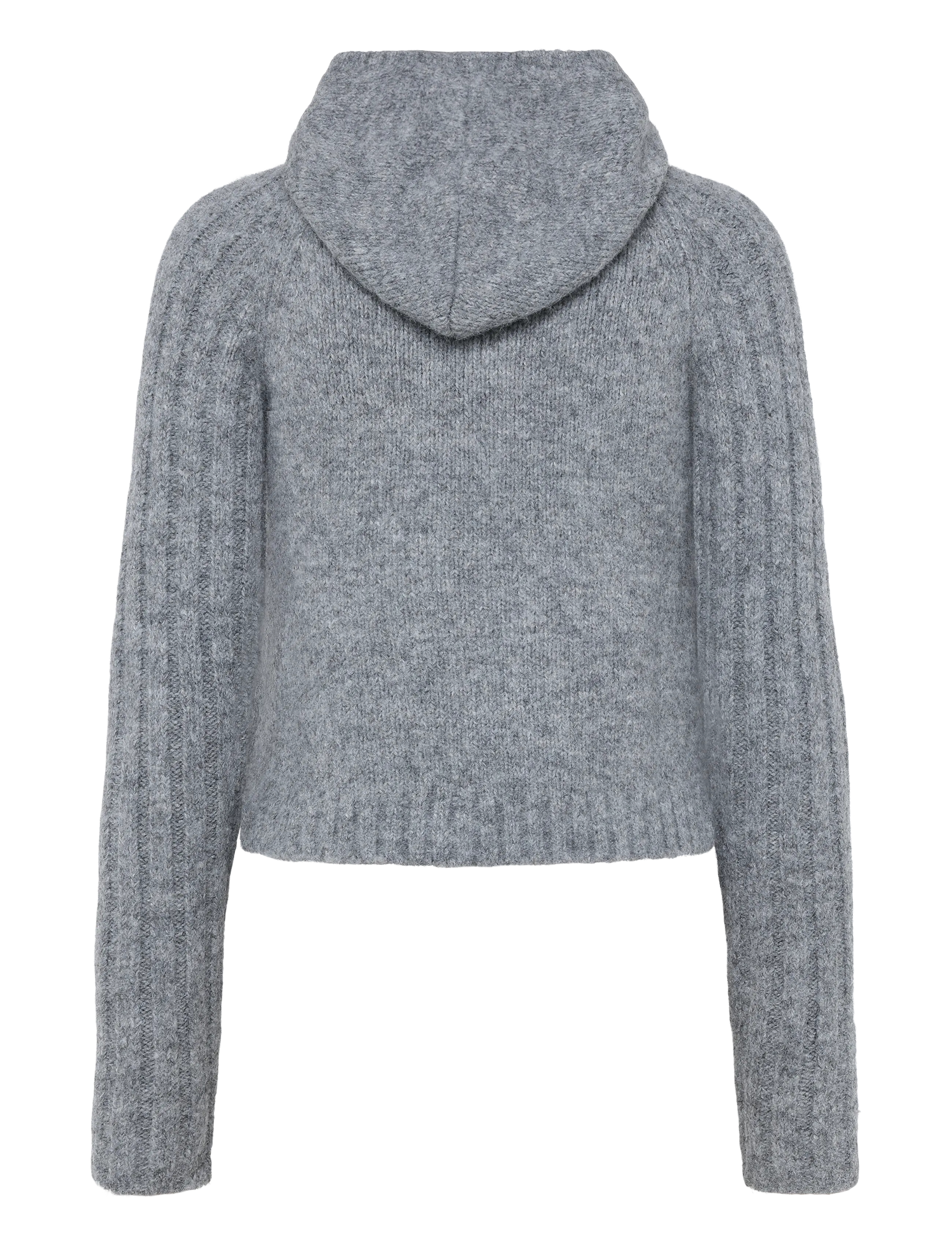 Weekday - Knitted zip hoodie - hoodies - grey melange - 1
