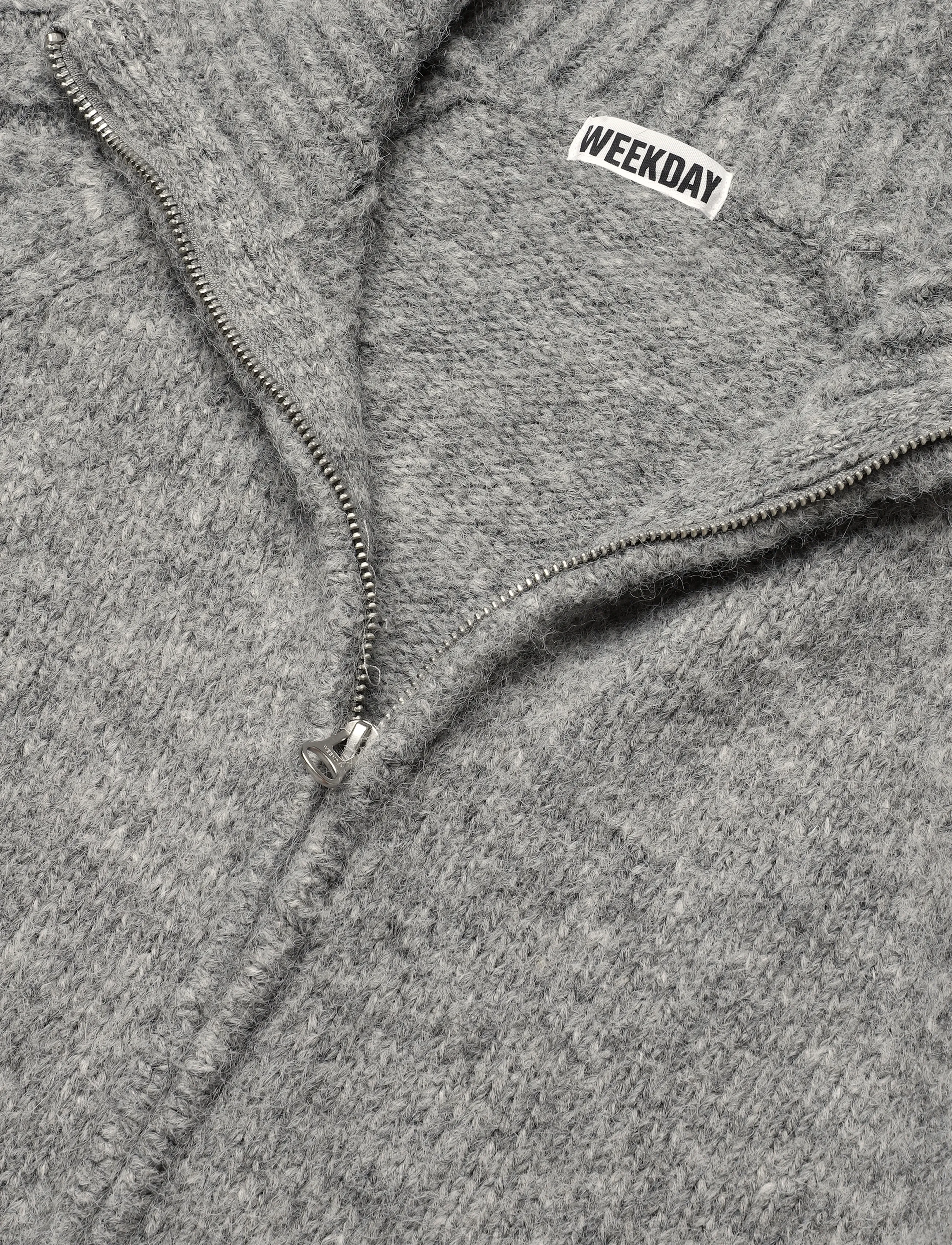 Weekday - Knitted zip hoodie - hoodies - grey melange - 2