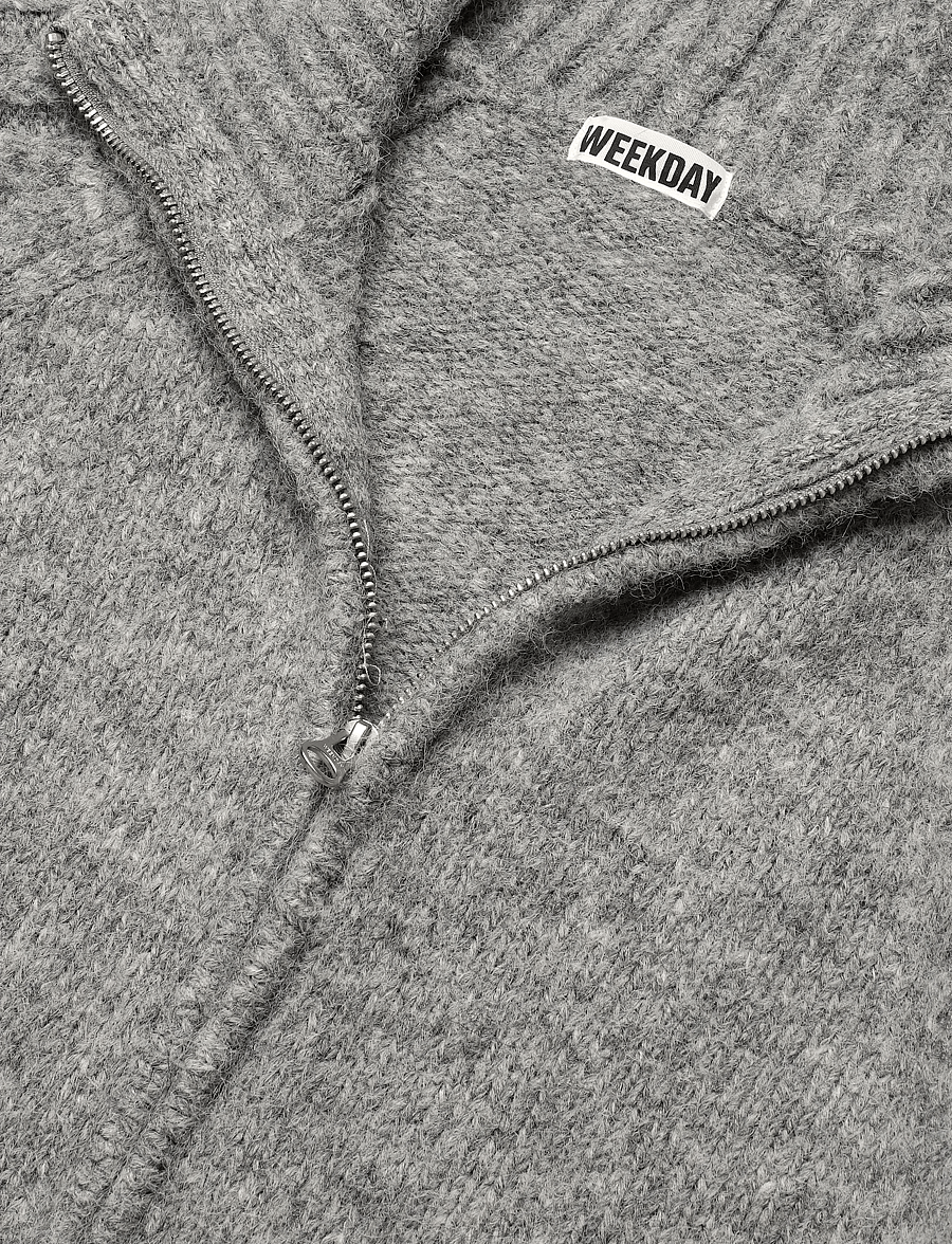 Weekday - Knitted zip hoodie - kapuutsiga pusad - grey melange - 2