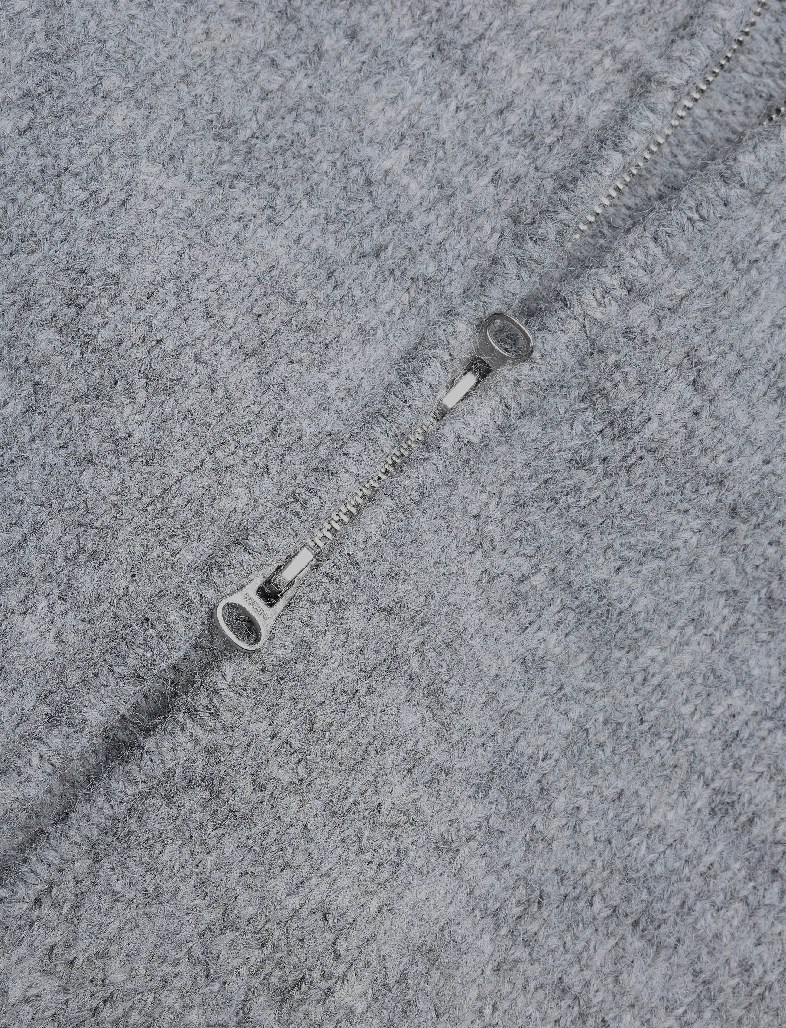 Weekday - Knitted zip hoodie - hoodies - grey melange - 3