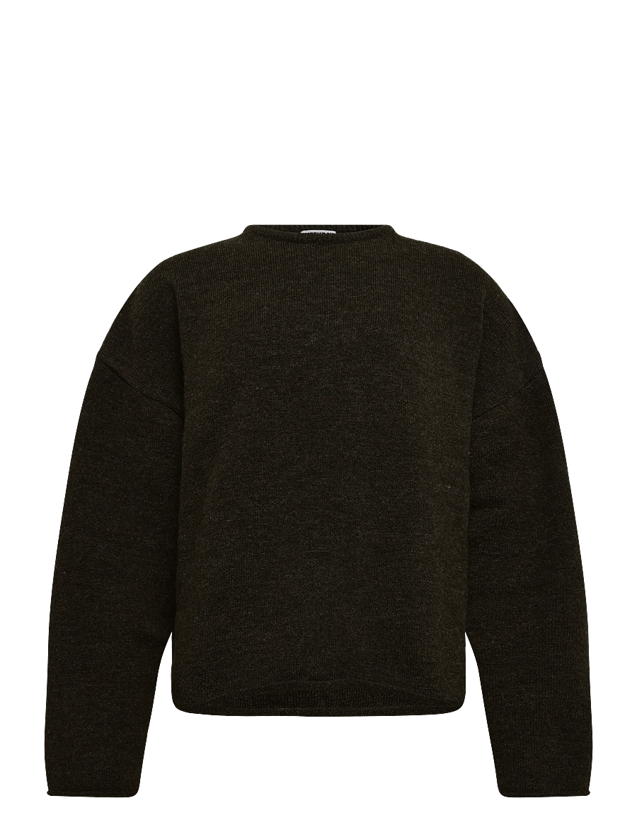Weekday - Boxy Knitted Jumper - rundhals - brown melange - 0