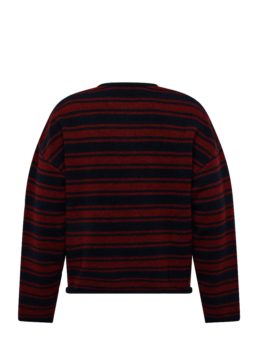Weekday - Boxy Knitted Jumper - round necks - dark blue stripe - 1