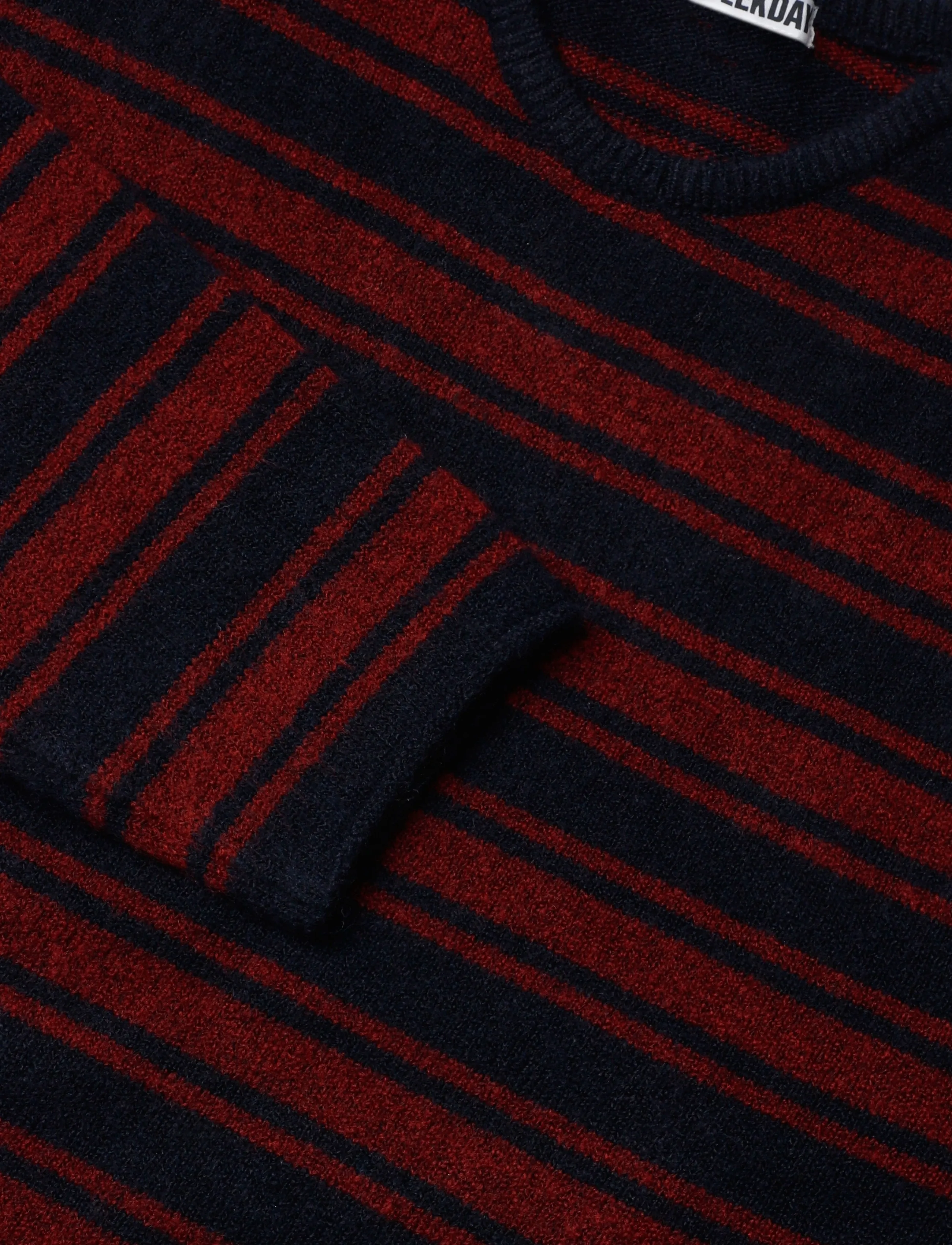 Weekday - Boxy Knitted Jumper - Ümara kaelusega - dark blue stripe - 2