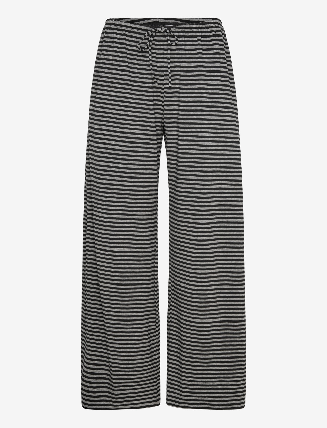 Weekday - Mid Rise Loose Wide Leg Lyocell Trousers - hosen mit weitem bein - grey melange/black stripe - 1