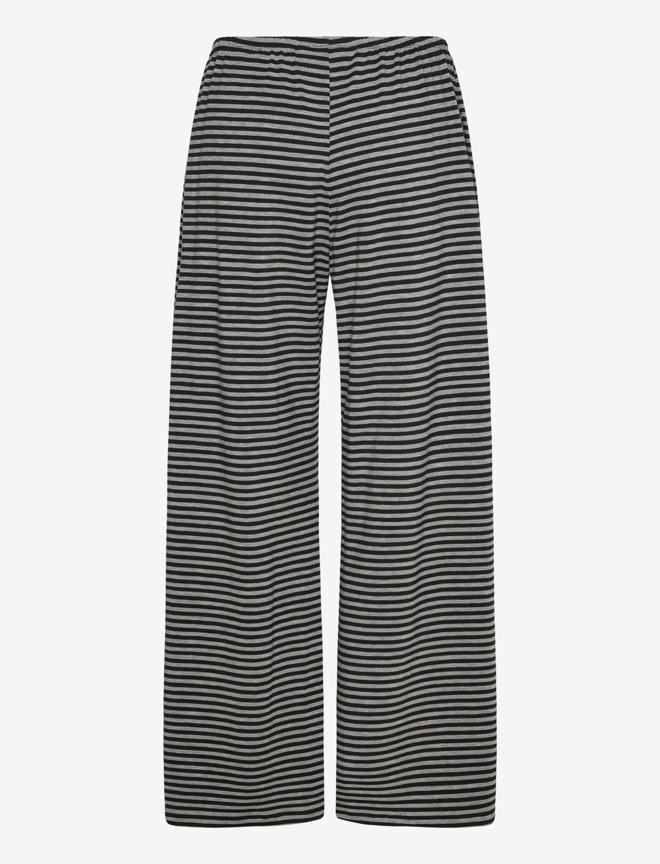 Weekday - Mid Rise Loose Wide Leg Lyocell Trousers - hosen mit weitem bein - grey melange/black stripe - 2