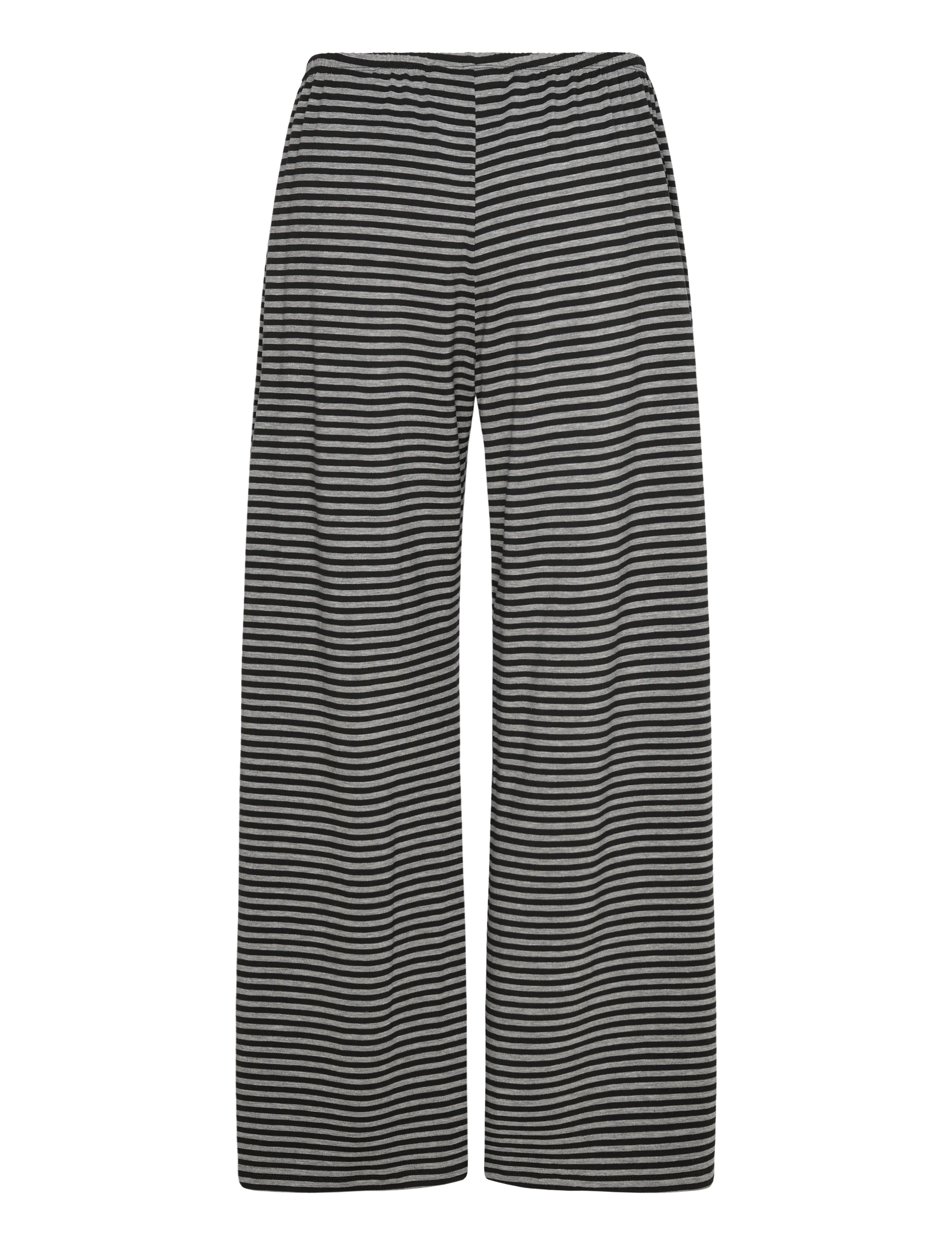Weekday - Mid Rise Loose Wide Leg Lyocell Trousers - laia säärega püksid - grey melange/black stripe - 2