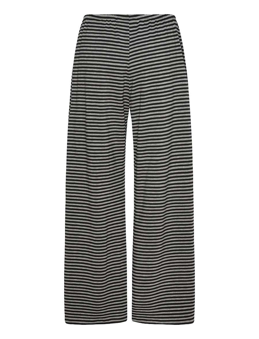 Weekday - Turner Drapey Trousers - bukser med brede ben - grey melange/black stripe - 1