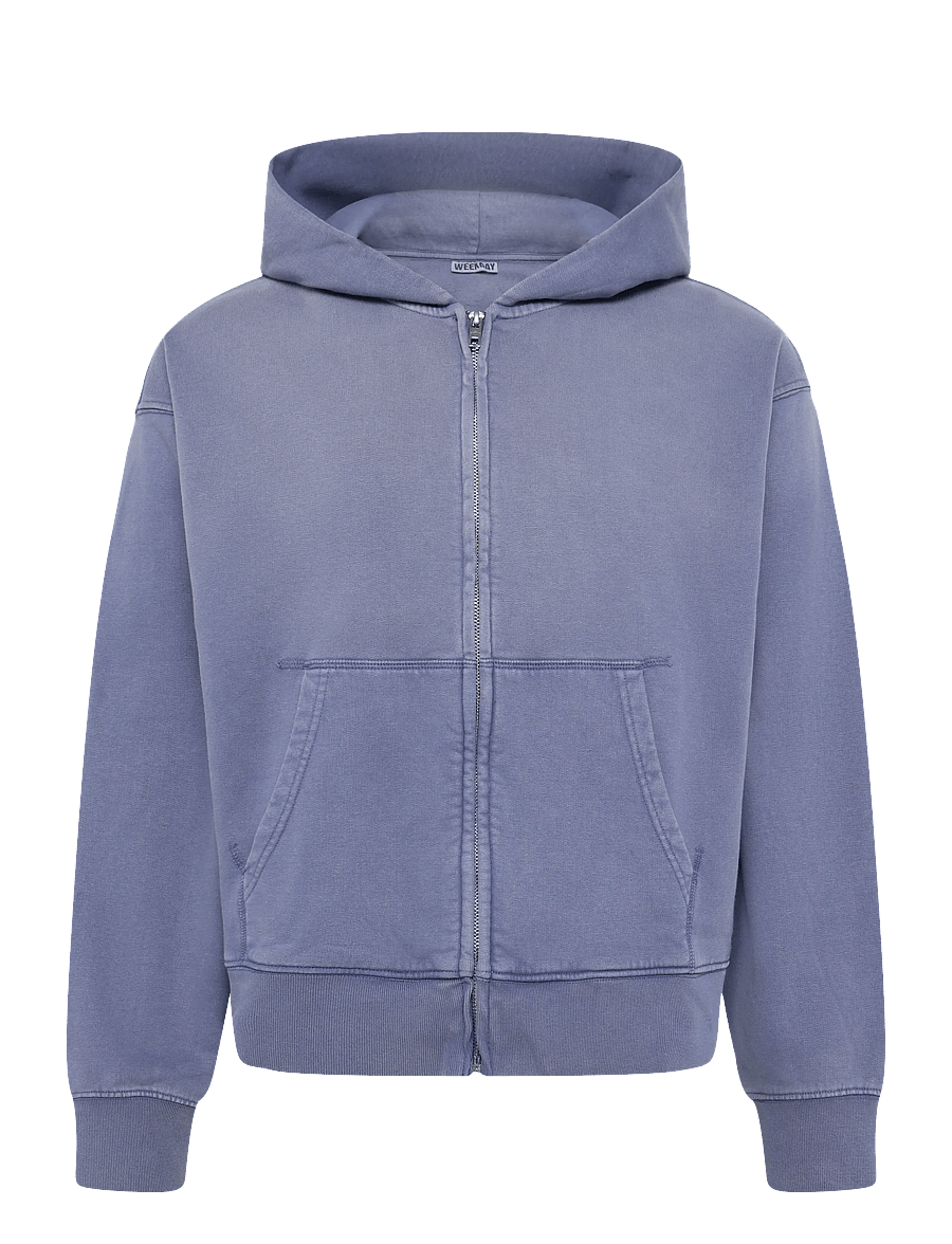 Weekday - Vic Boxy Zip Hoodie - hoodies - dark blue - 0