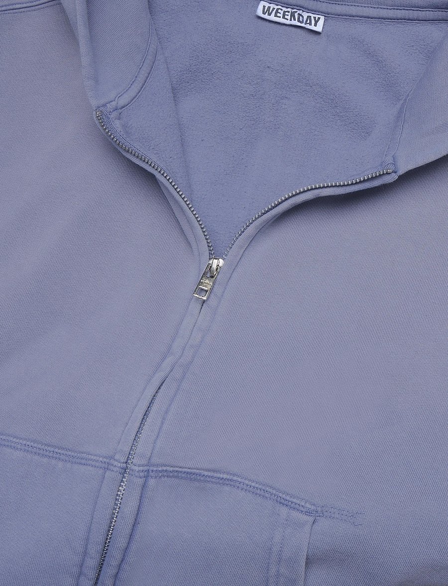 Weekday - Vic Boxy Zip Hoodie - hoodies - dark blue - 2