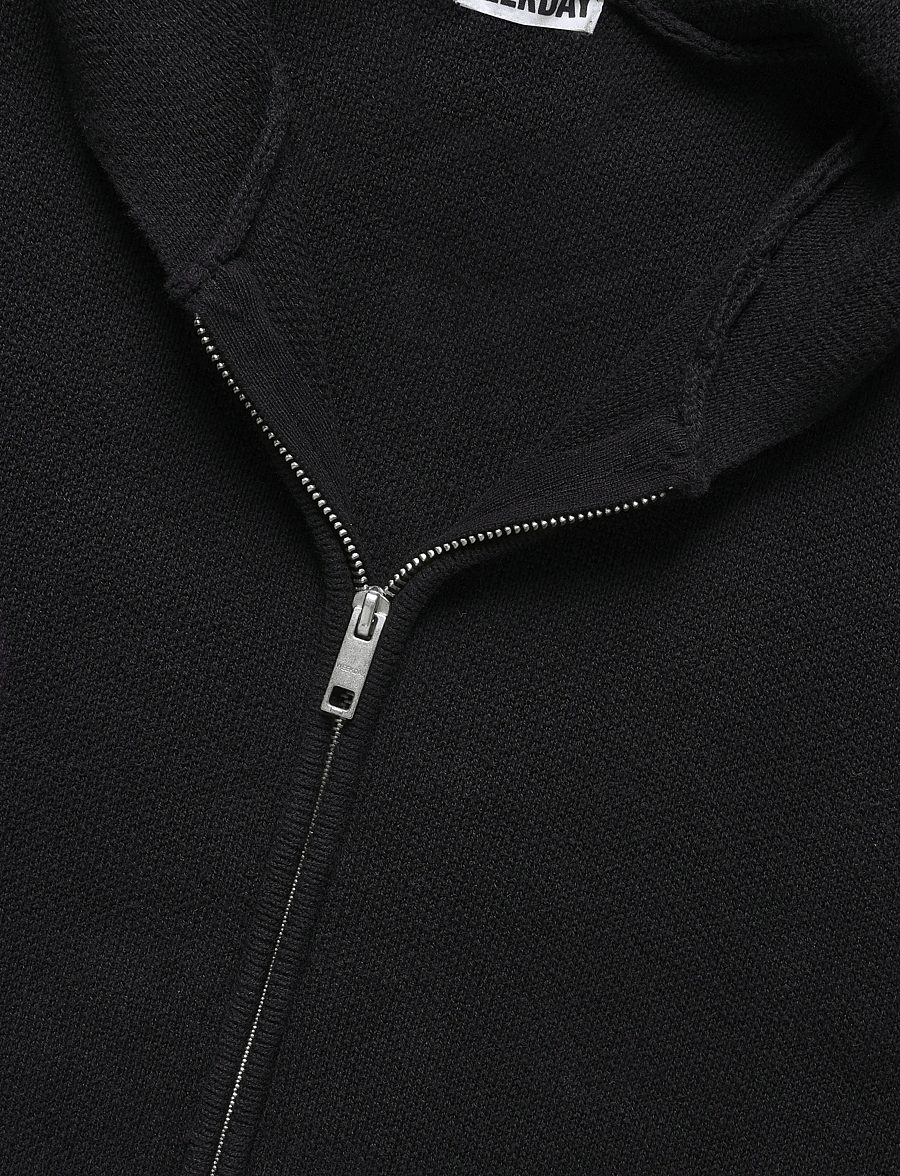 Weekday - Knitted Zip-through hoodie - hoodies - black - 2