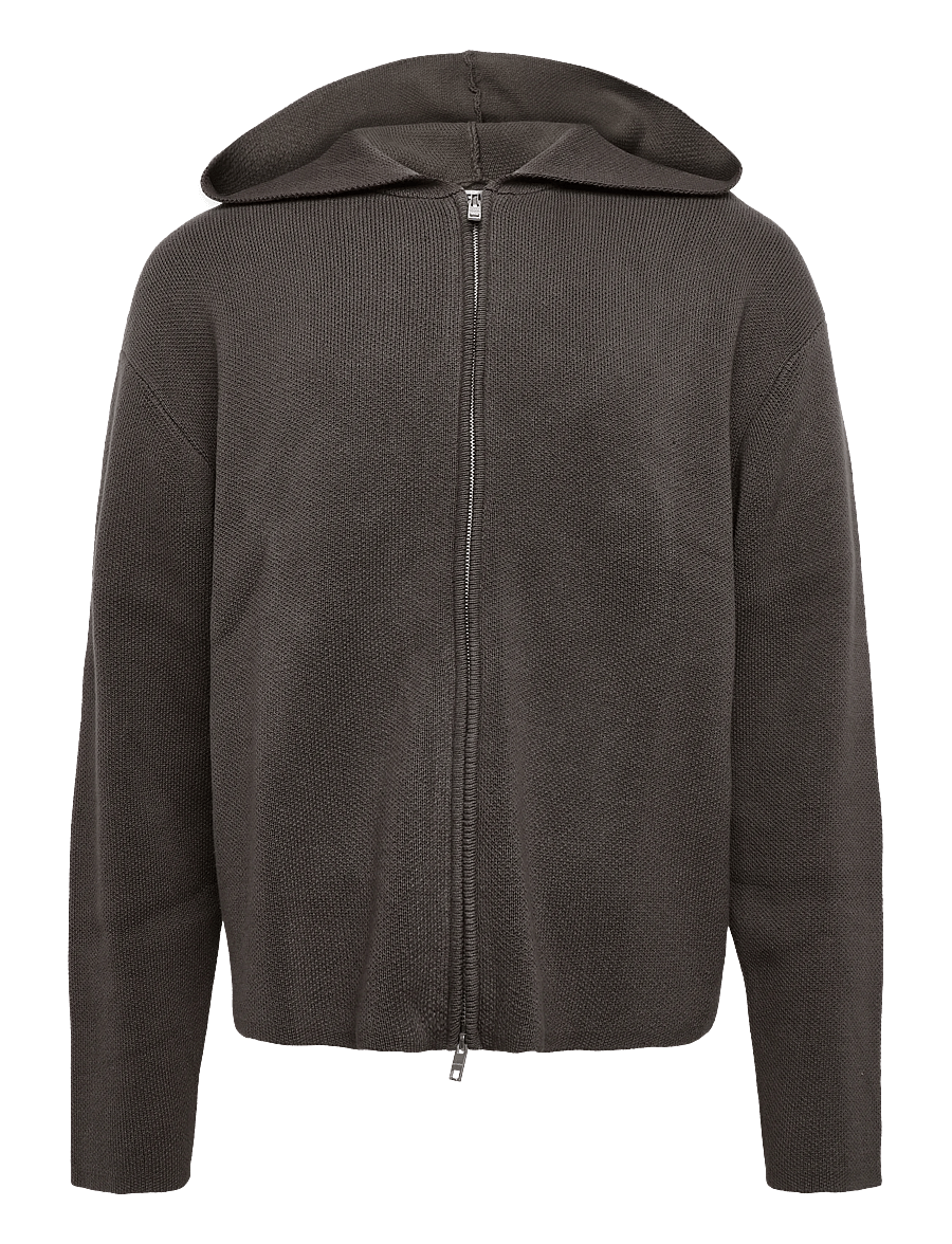 Weekday - Knitted Zip-through hoodie - kapuzenpullover - dark mole - 0
