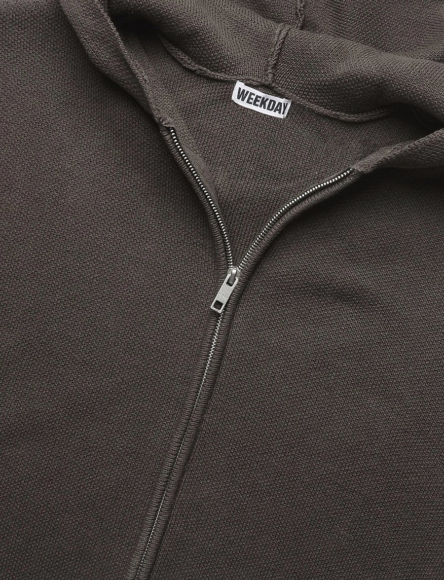 Weekday - Knitted Zip-through hoodie - kapuzenpullover - dark mole - 2