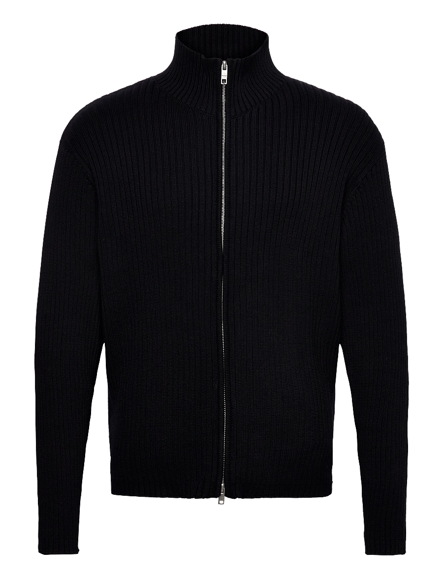Weekday - Relaxed Knitted Zip Cardigan - pullover mit durchgehendem reißverschluss - black - 0